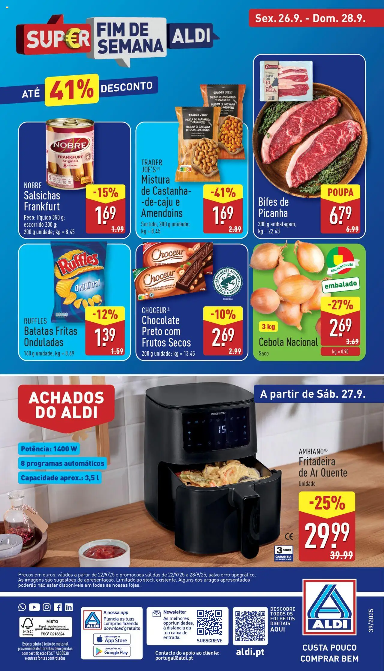 Aldi folheto │ válido de 22.09.2025 | Página: 38 | Produtos: Amendoins, Cebola, Caixa, Chocolate
