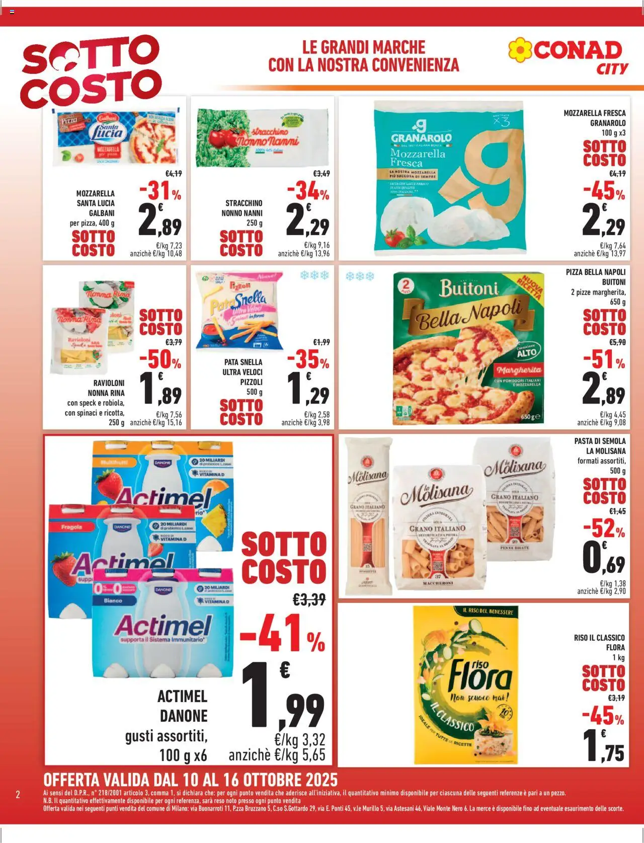 Volantino Conad del 10.10.2025 | Pagina: 2 | Prodotti: Pizza, Riso, Forno, Penne