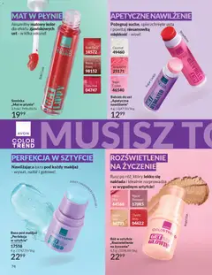 Pogląd oferty "Avon Katalog 2 2026" - ważna od 01.02.2026 | Strona: 74 | Produkty: Makijaż, Róż, Szminka, Baza pod makijaż
