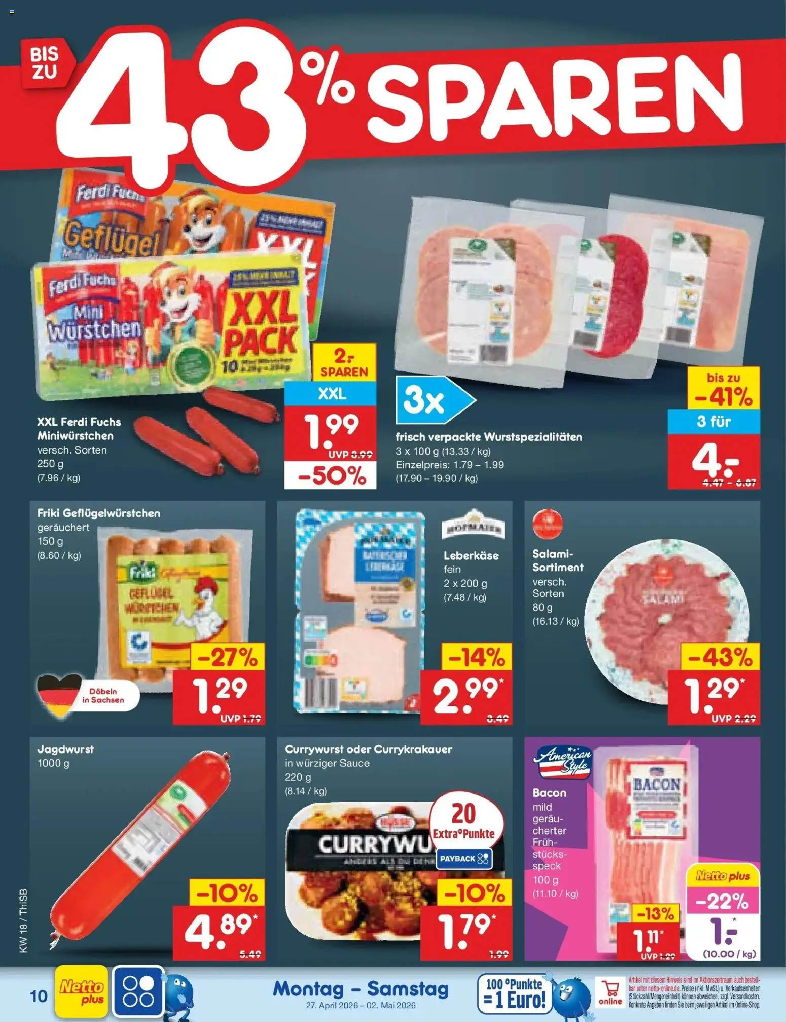Netto Marken-Discount Prospekt Pirna	 – gültig ab 27.04.2026 | Seite: 12 | Produkte: Salami, Leberkase