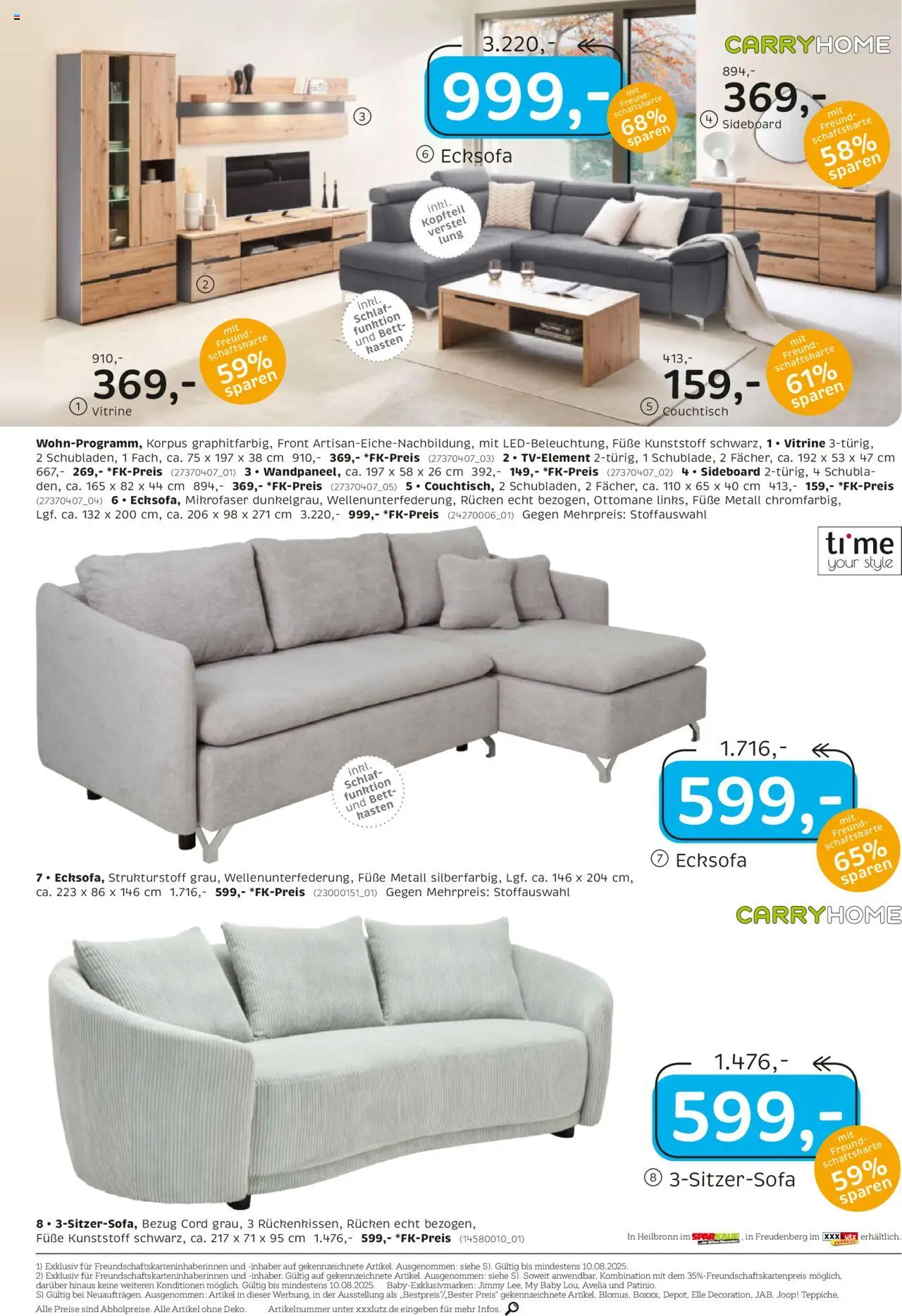 XXXL Lutz Junges Wohnen - gültig ab dem 28.07.2025 | Seite: 2 | Produkte: Ecksofa, Bett, Vitrine, Couchtisch