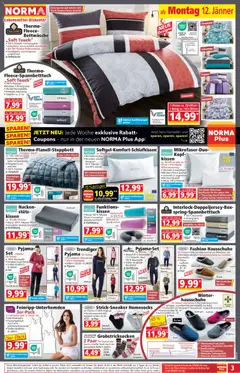 Norma Flugblatt ab 12.01.2026 gültig | Seite: 3 | Produkte: Pyjama, Hausschuhe, Kissen, Creme