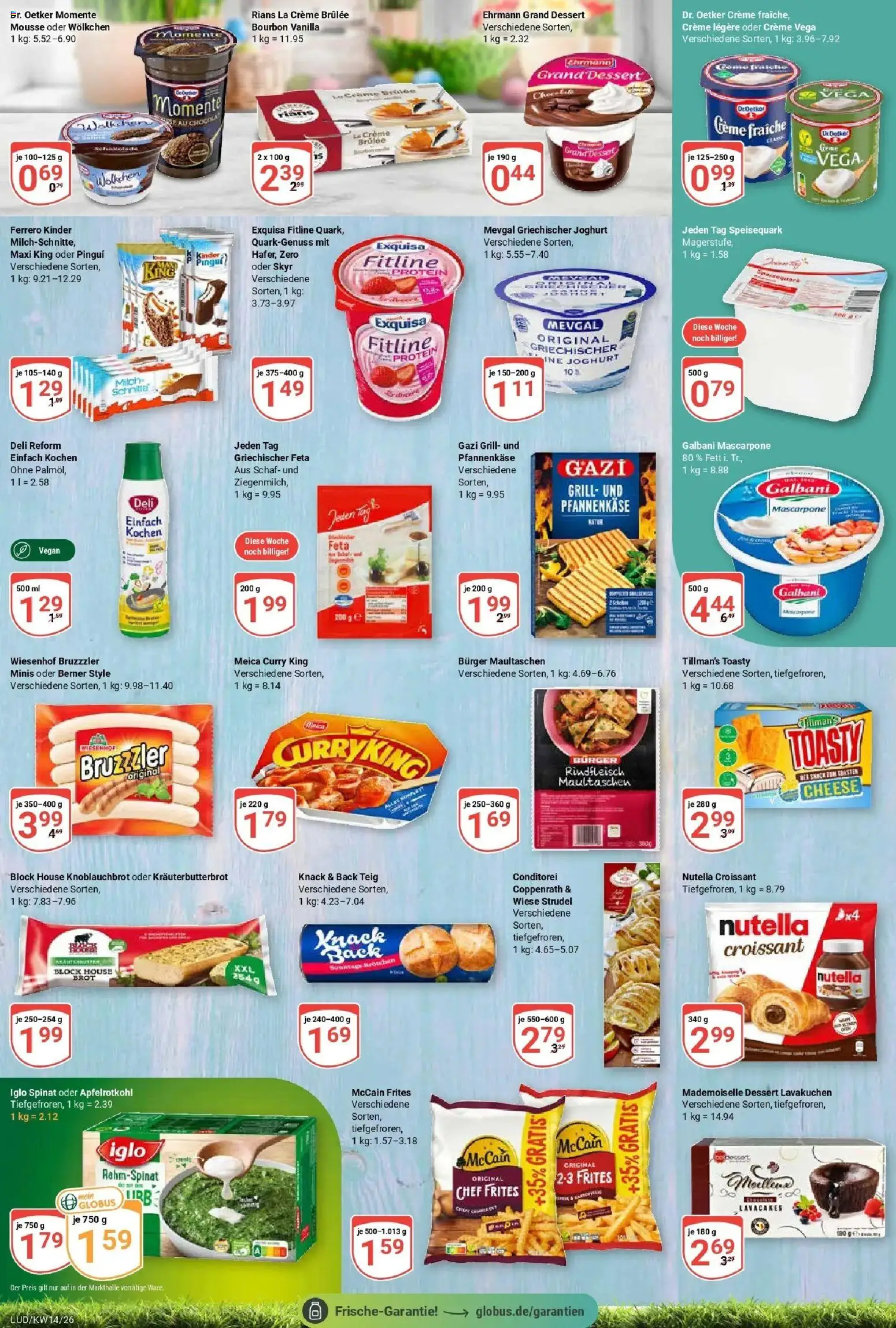 Globus prospekt Ludwigshafen-Oggersheim	 – gültig ab 29.03.2026 | Seite: 14 | Produkte: Iglo, Burger, Creme, Exquisa