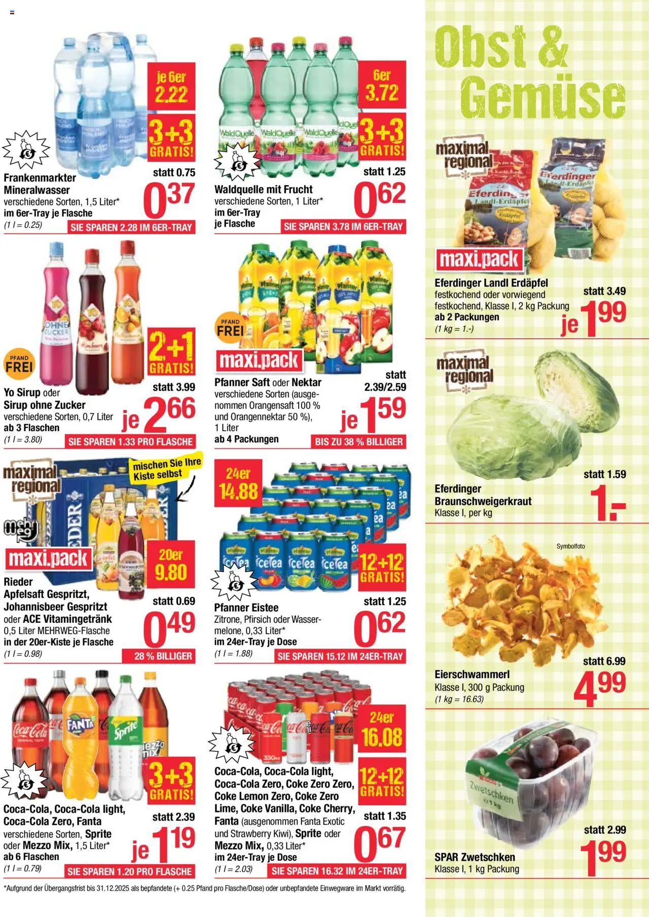 Maximarkt Flugblatt gültig ab 18.08.2025 | Seite: 11 | Produkte: Gemüse, Zucker, Planche de surf, Saft