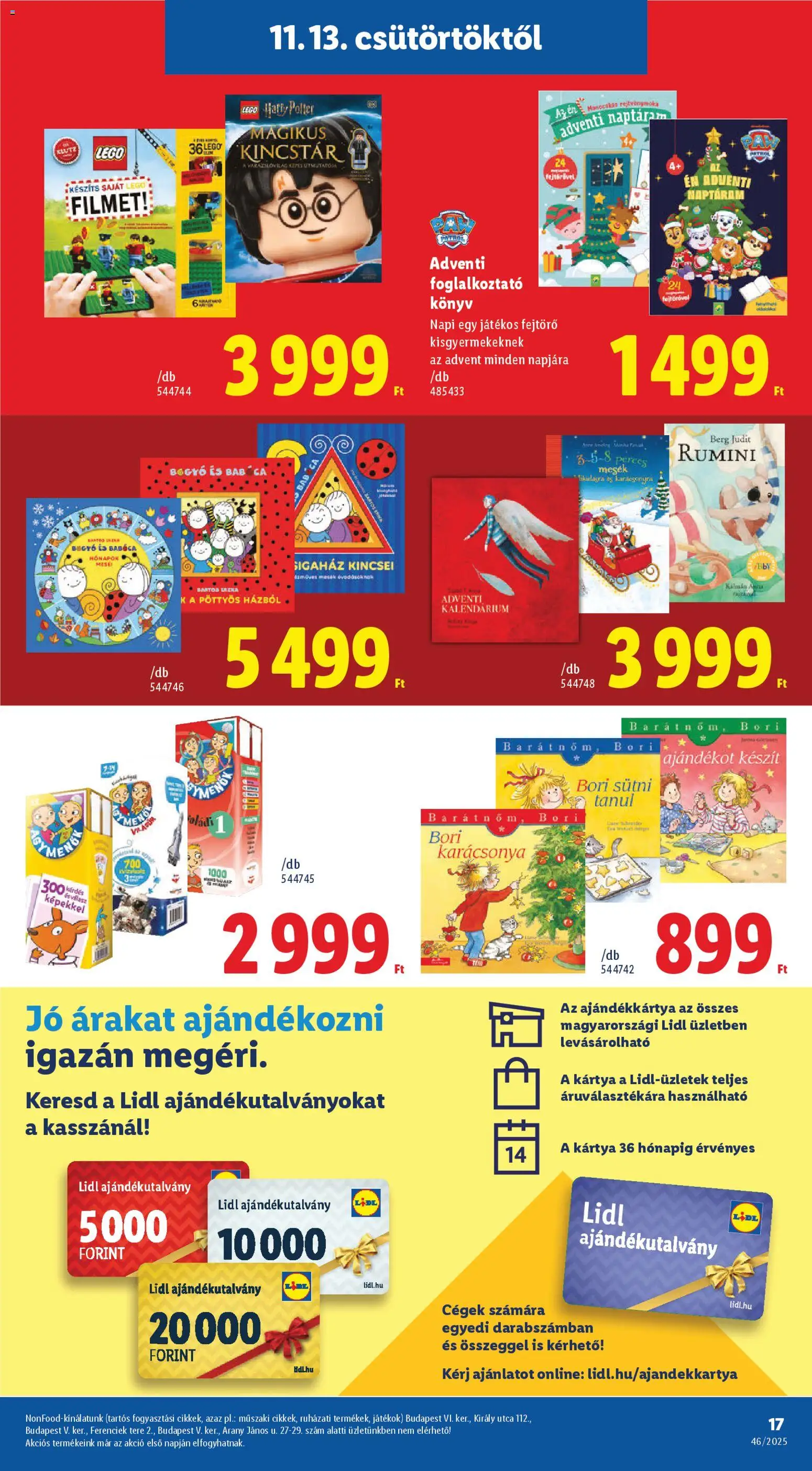 Lidl akciós ujság - amely érvényes a következő dátumtól: 13.11.2025 | Oldal: 17 | Termékek: Játékok