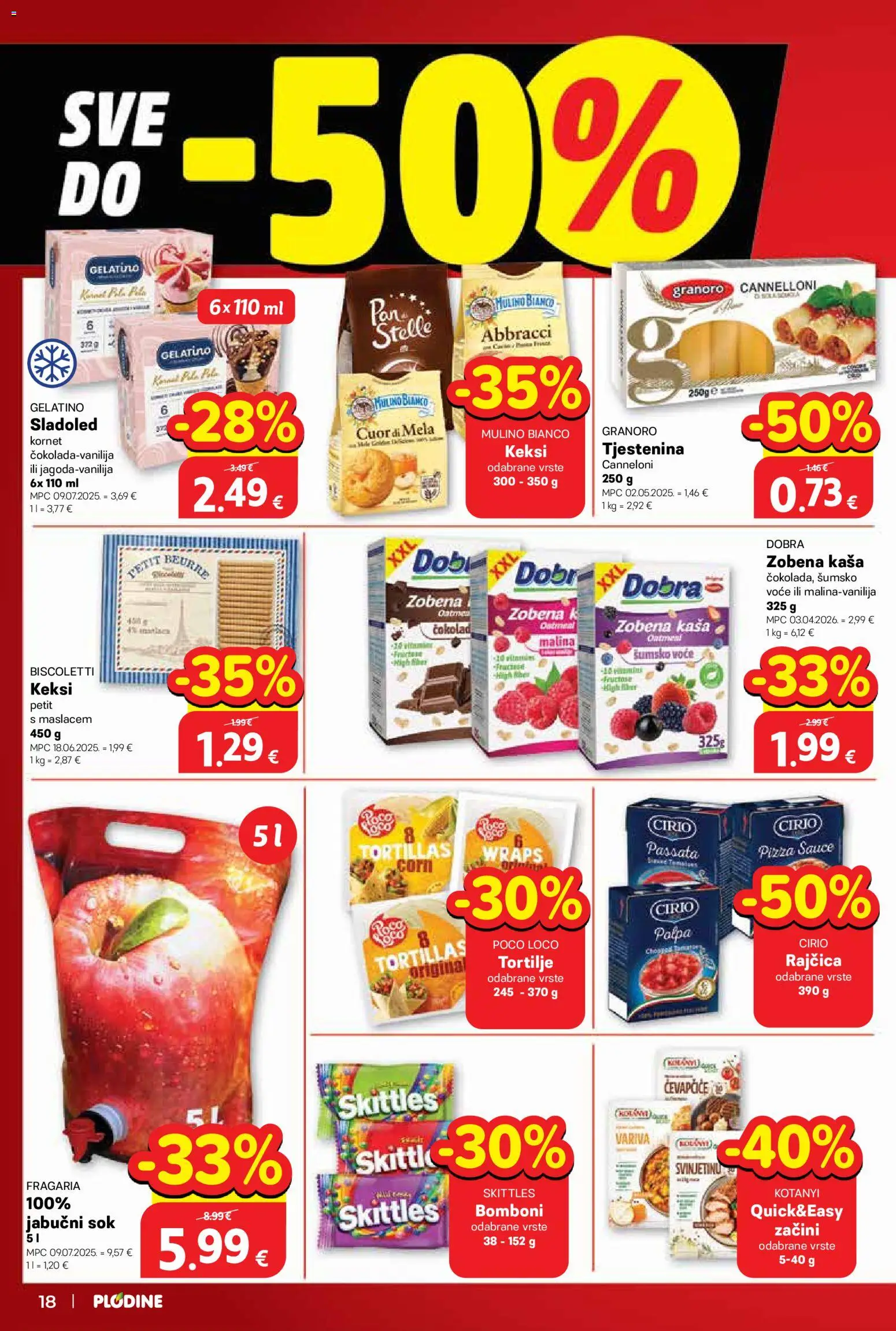 Plodine katalog | vrijedi od 15.04.2026 | Stranica: 18 | Proizvodi: Keksi, Tjestenina, Sladoled, Voće