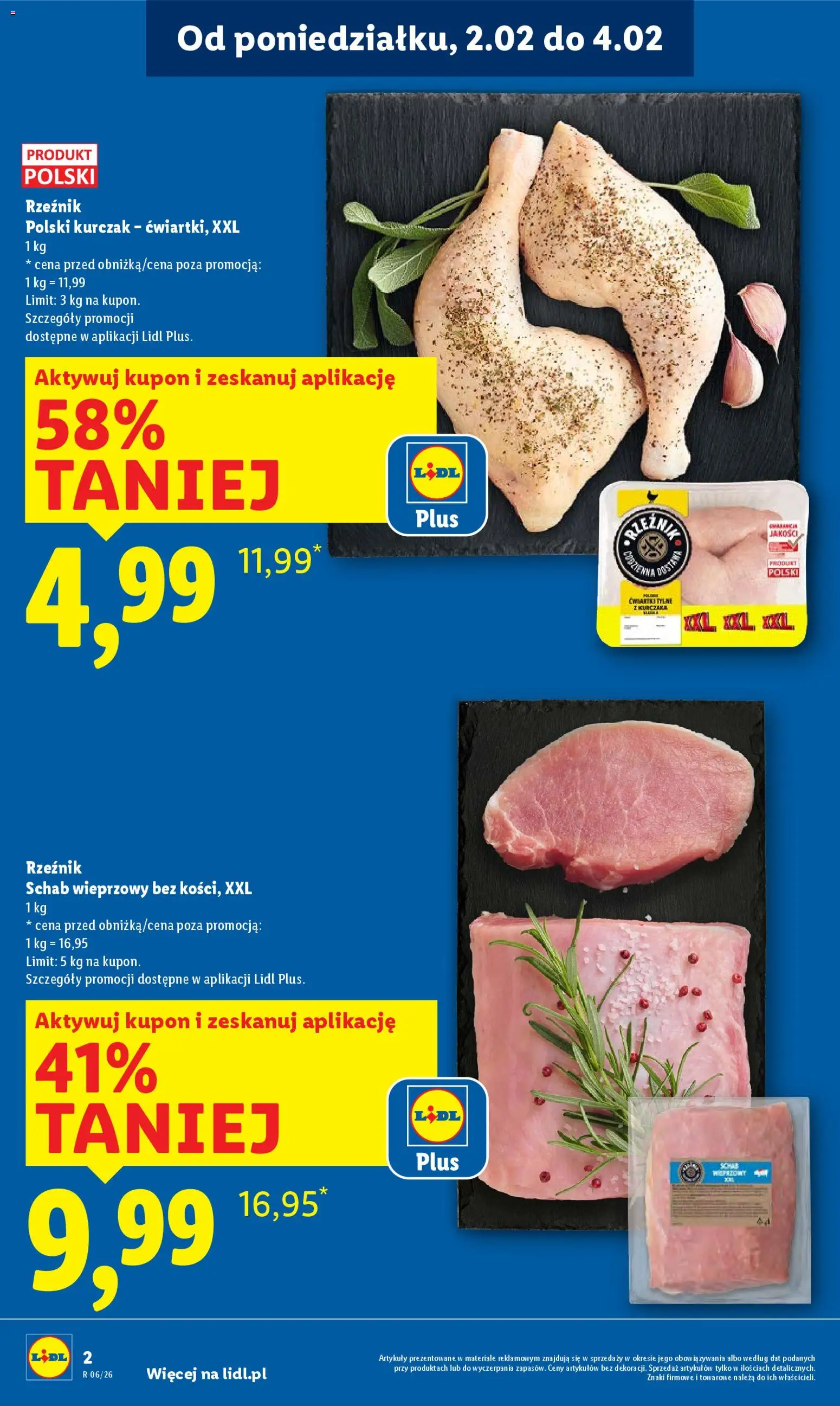 Lidl Gazetka od 02.02.2026 | Strona: 2 | Produkty: Kurczak, Schab, Schab wieprzowy