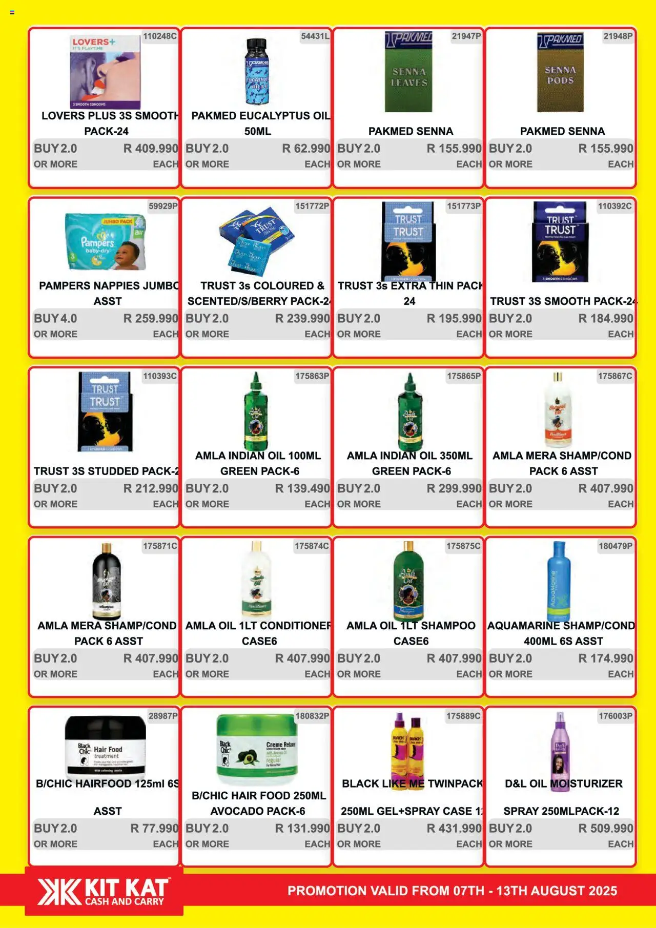 KIT KAT Cash & Carry Weekly Traders Special │ valid from 07.08.2025 | Page: 16 | Products: Moisturizer, Oil, Shampoo, Conditioner