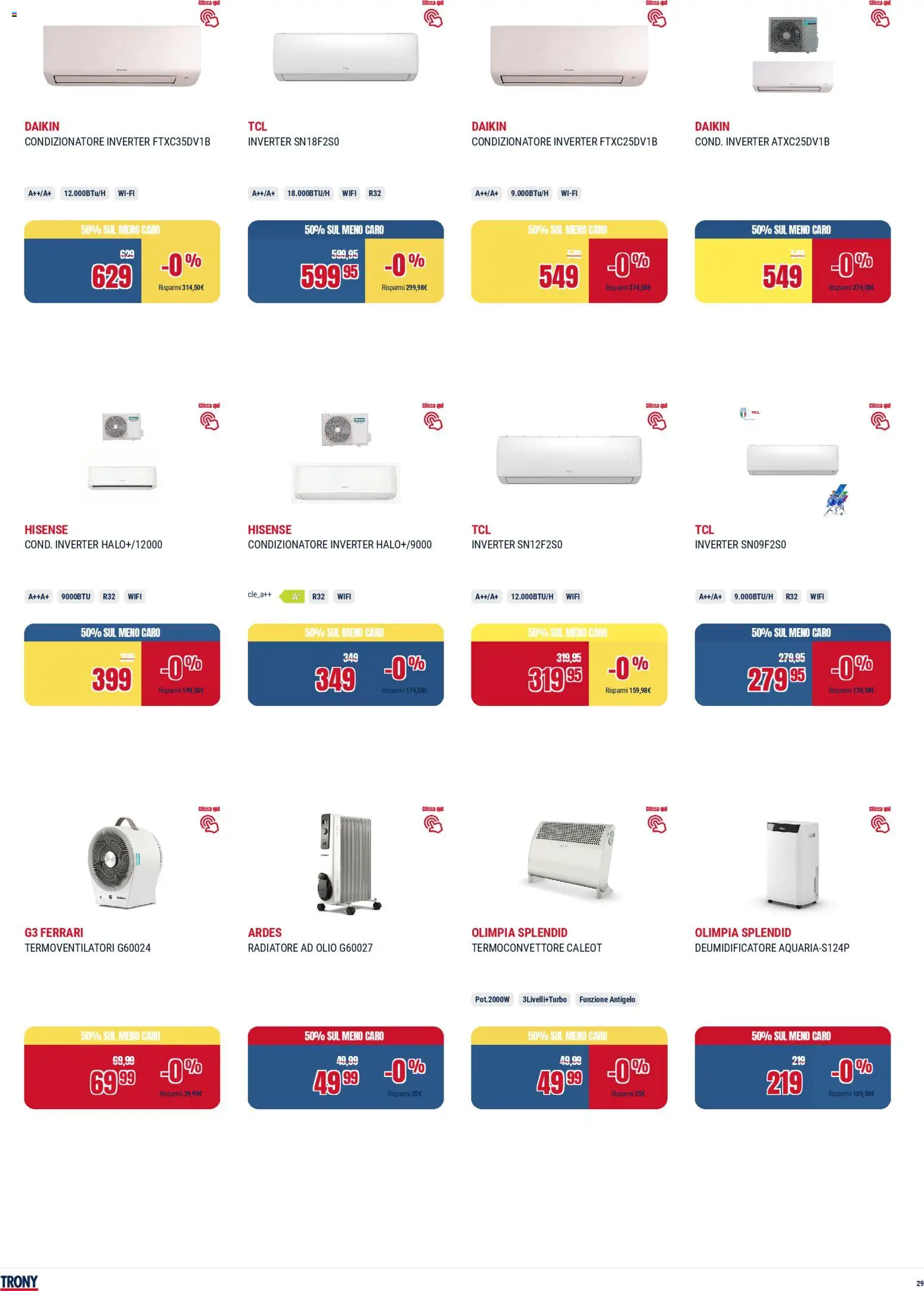 Volantino Trony del 19.02.2026 | Pagina: 29 | Prodotti: Deumidificatore, Olio, Condizionatore
