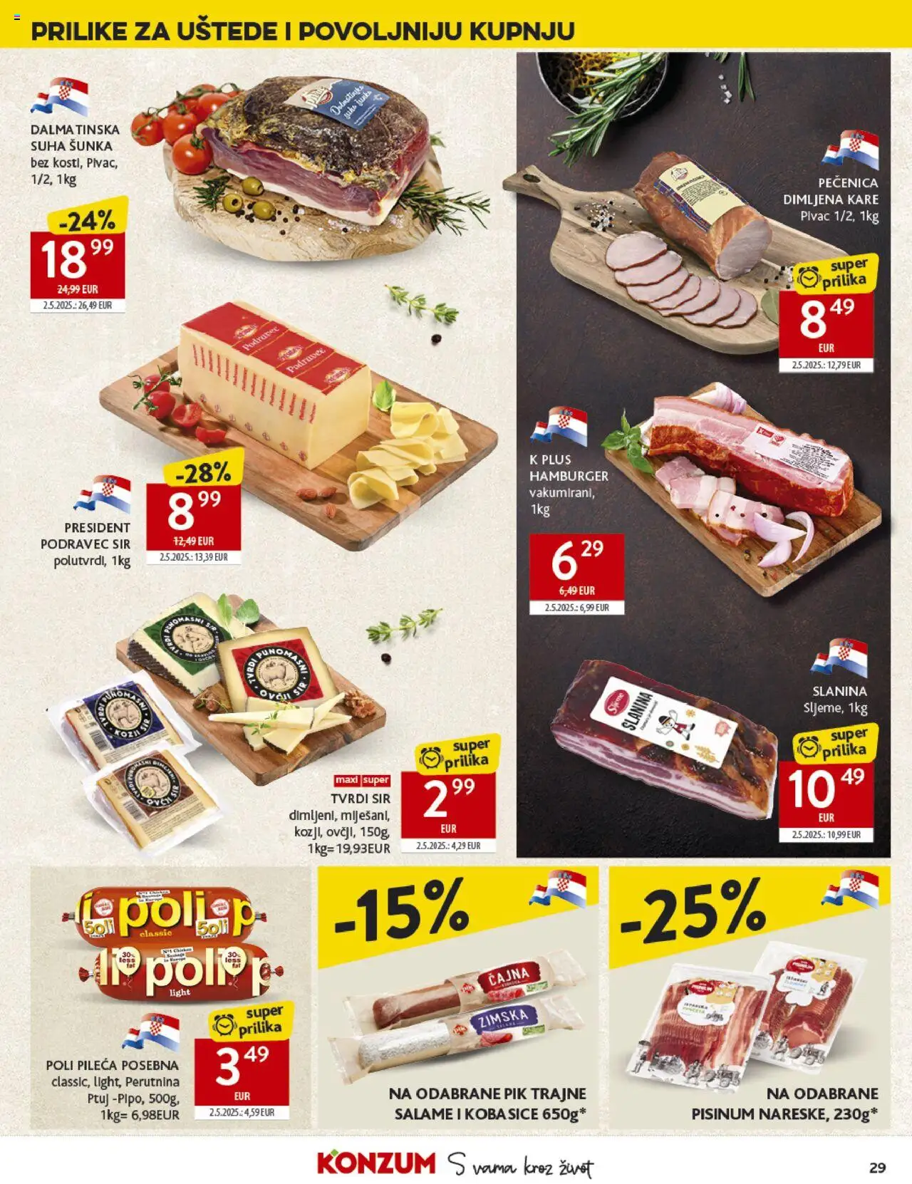 Konzum HR akciós ujság - amely érvényes a következő dátumtól: 17.09.2025 | Oldal: 29 | Termékek: Öv, Hamburger
