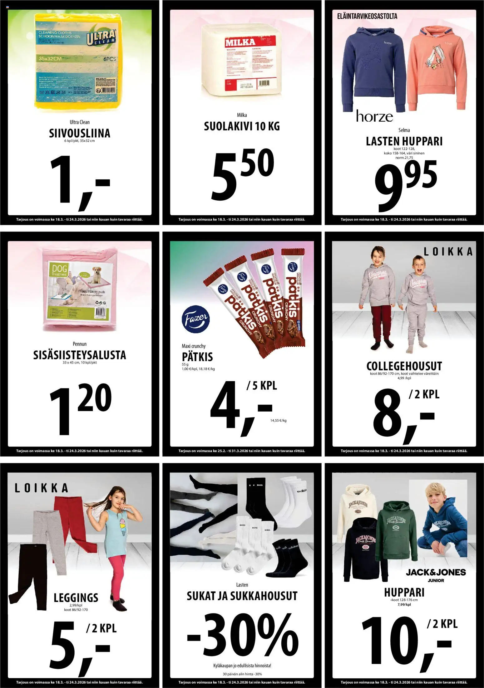 Tuuri tarjoukset – voimassa 18.03.2026 alkaen | Sivu: 16 | Tuotteet: Sukkahousut, Huppari, Sukat