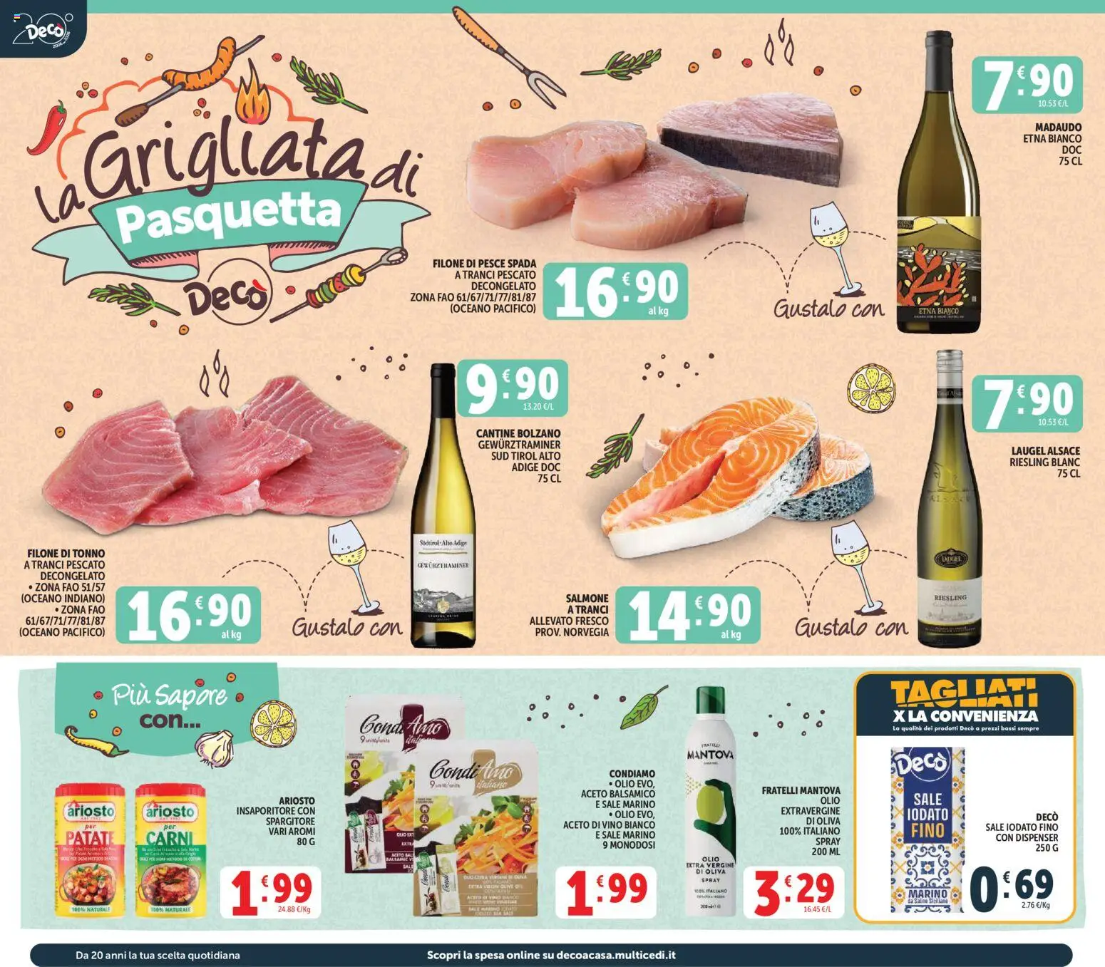 Volantino Decò del 27.03.2026 | Pagina: 12 | Prodotti: Pesce, Sale, Pesce spada, Vino bianco
