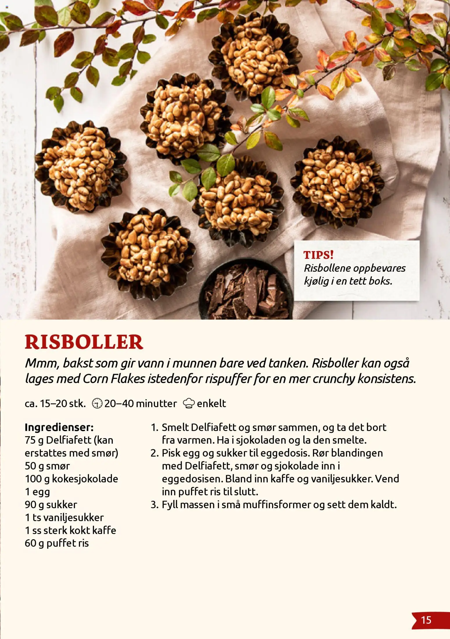 {H1} | Side: 15 | Produkter: Smør, Egg, Sukker, Strandväska