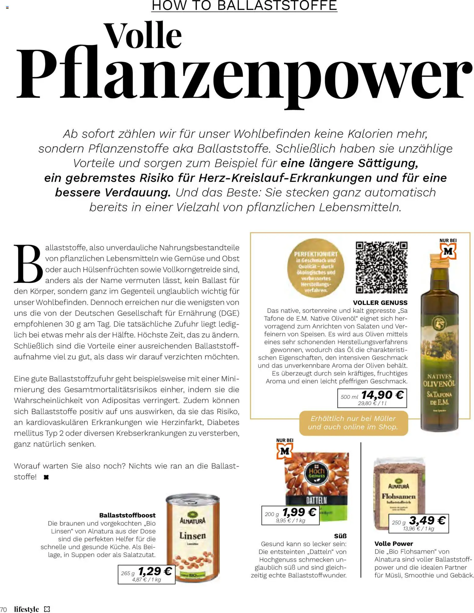 Müller Lifestyle – gültig ab 12.03.2026 | Seite: 70 | Produkte: Öl, Olivenol, Gemüse, Obst