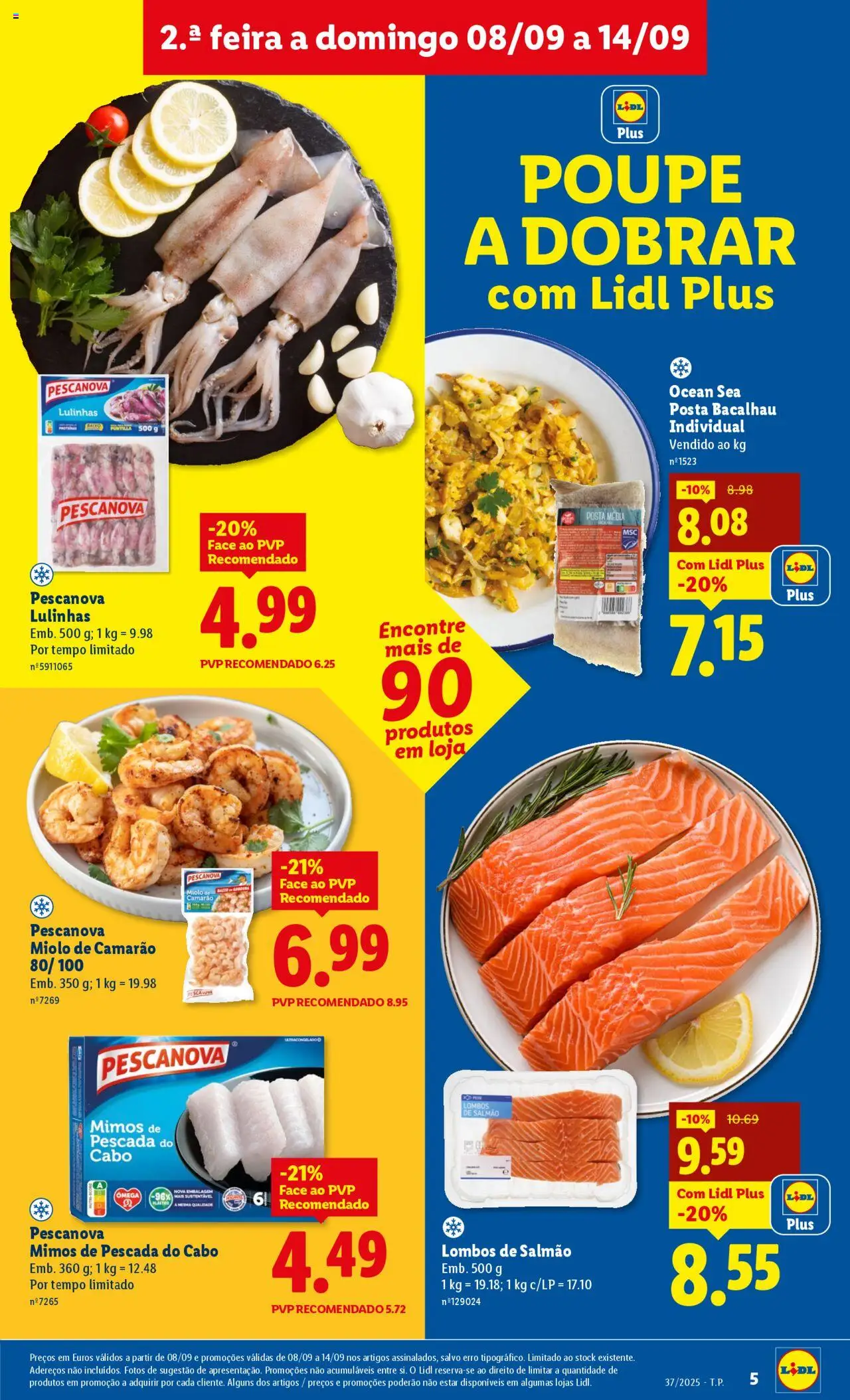 Lidl folheto │ válido de 08.09.2025 | Página: 5 | Produtos: Bacalhau, Camarão, Pescada do cabo, Salmão