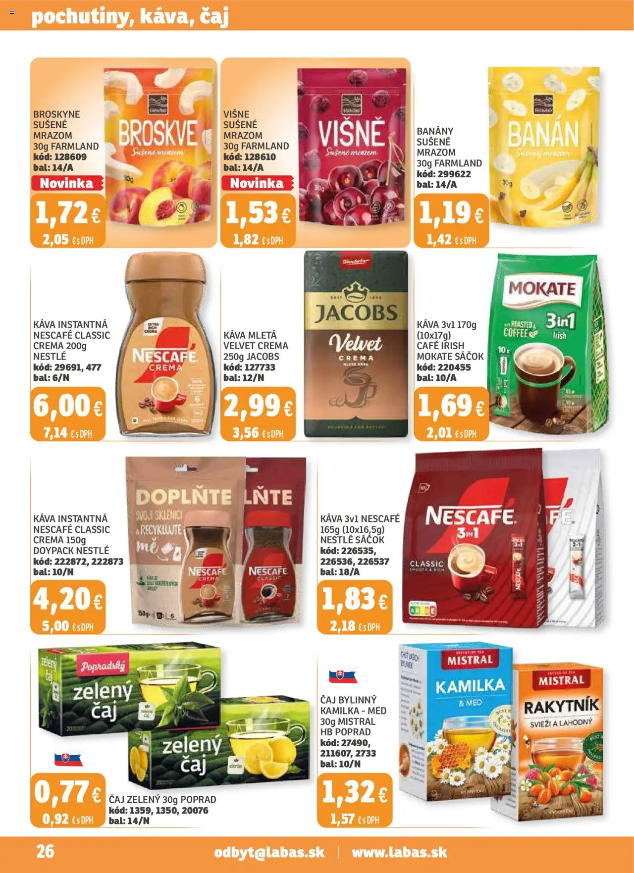 Labaš magazín │ platný od 22.08.2025 | Strana: 26 | Produkty: Banány, Čaj, Nescafé Classic, Višne
