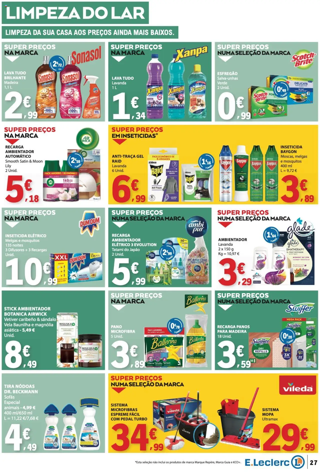 E.Leclerc folheto │ válido de 02.10.2025 | Página: 27 | Produtos: Esfregão, Cadeiras, Inseticida, Sofás