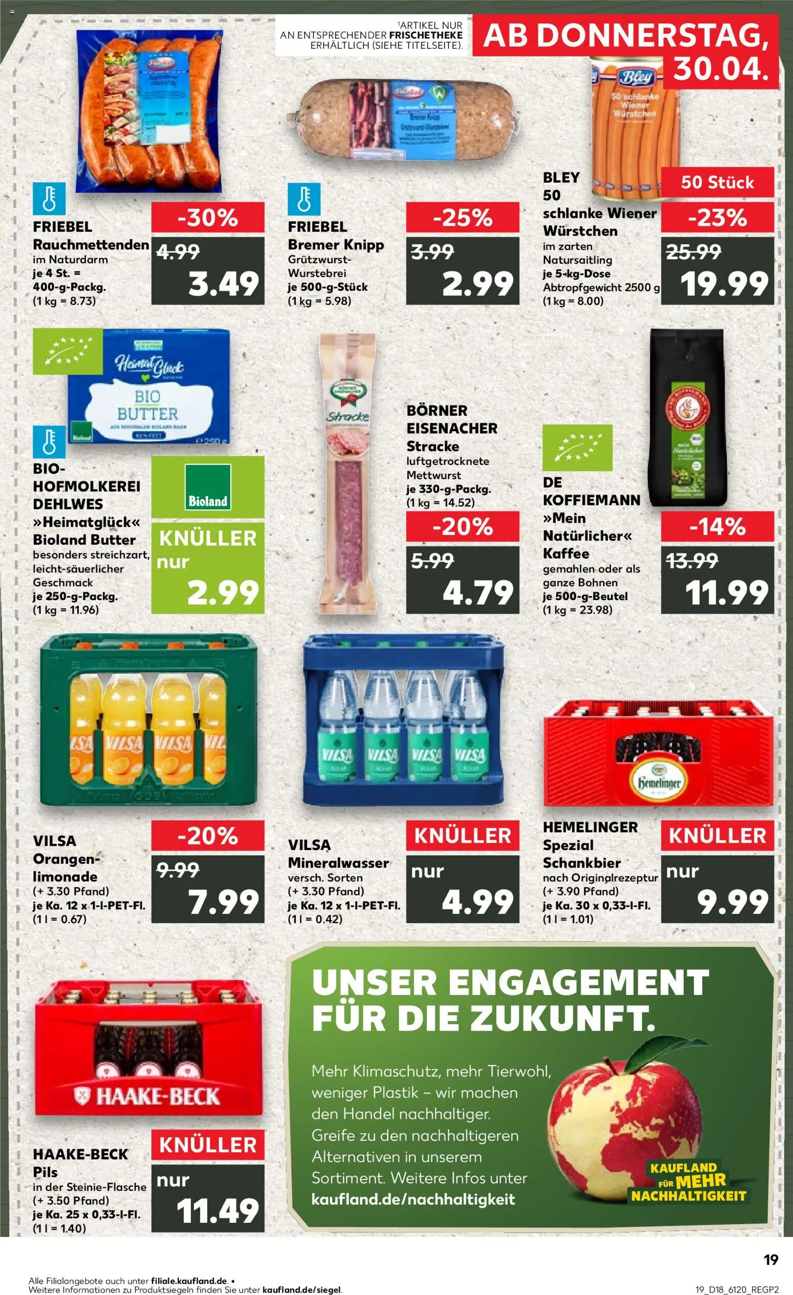 Kaufland Prospekt Bremen	 – gültig ab 30.04.2026 | Seite: 19 | Produkte: Butter, Kaffee, Pils, Limonade