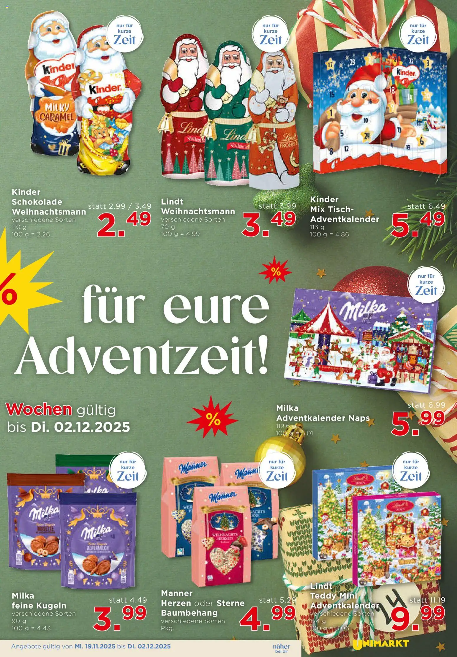 Unimarkt Flugblatt gültig ab 19.11.2025 | Seite: 15 | Produkte: Tisch, Schokolade
