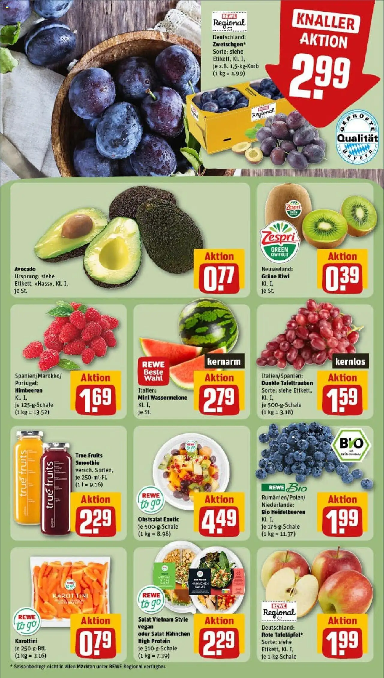 Rewe prospekt Michelau	 - gültig ab dem 27.07.2025 | Seite: 10 | Produkte: Hahnchen, Wassermelone, Kiwi, Salat