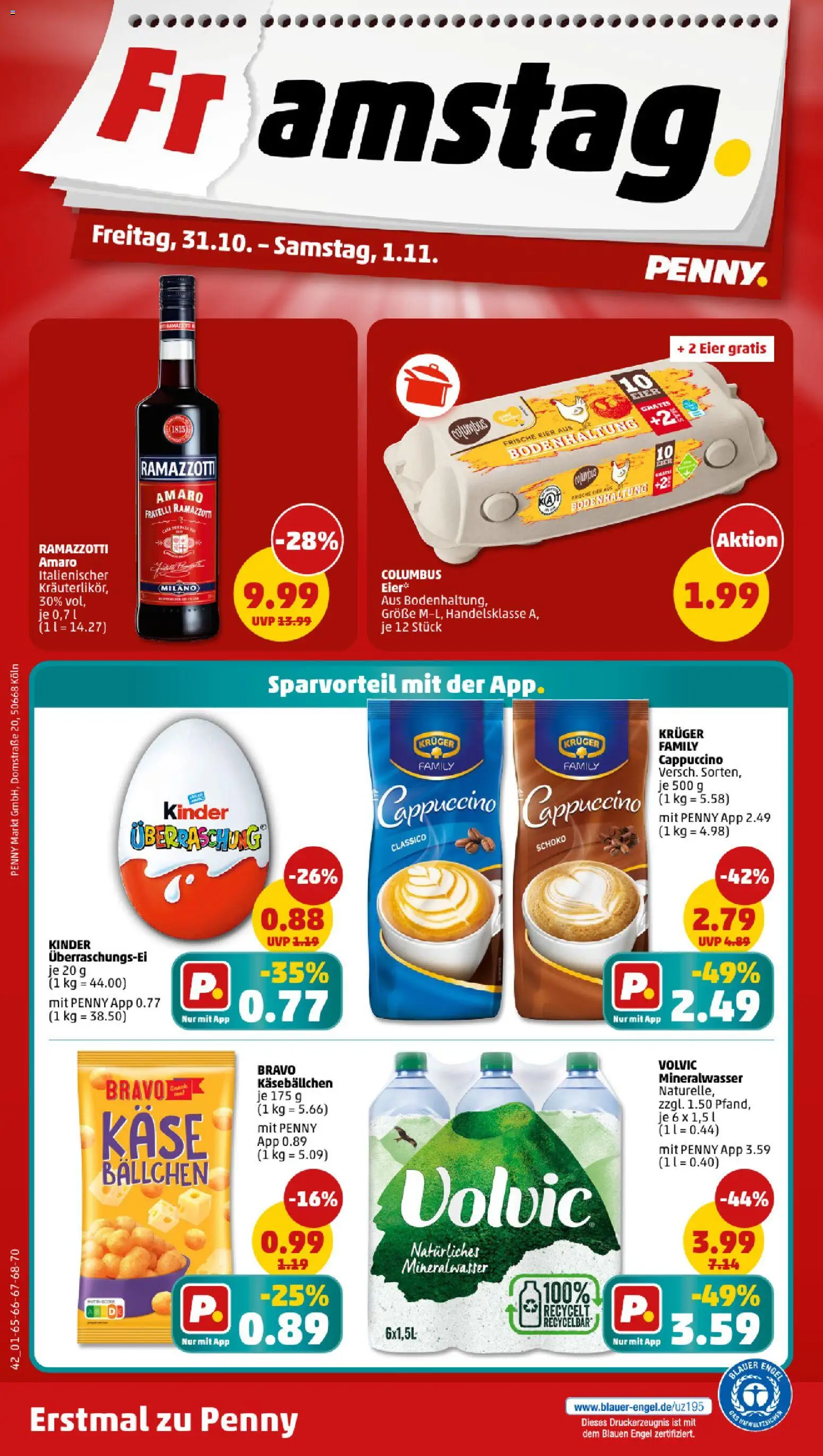 Penny Prospekt 	 – gültig ab 27.10.2025 | Seite: 44 | Produkte: Käse, Eier, Mineralwasser, Ramazzotti