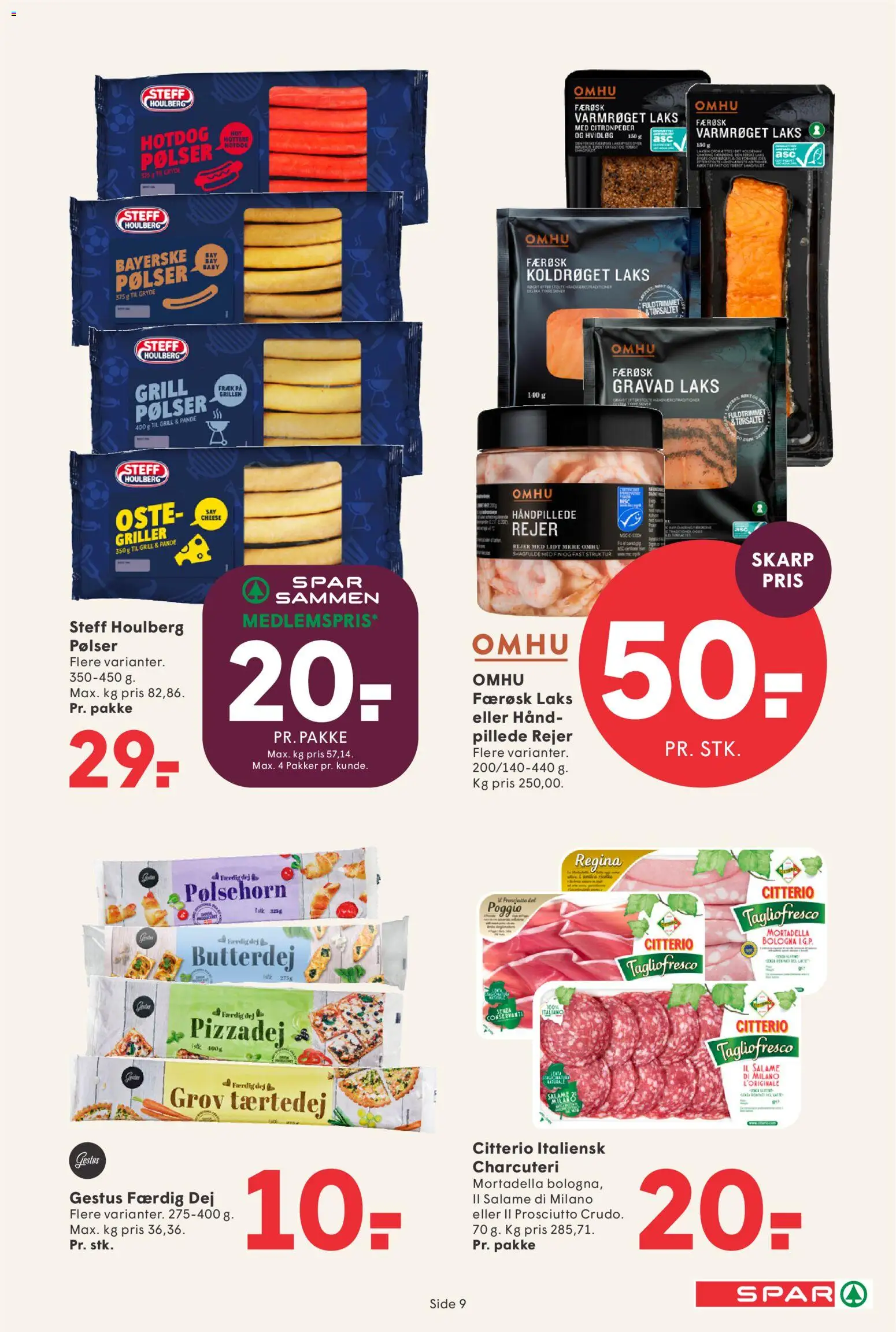 Spar tilbudsavis – gyldig fra 06.03.2026 | Side: 9 | Produkter: Butterdej, Citronpeber, Pizzadej, Grill