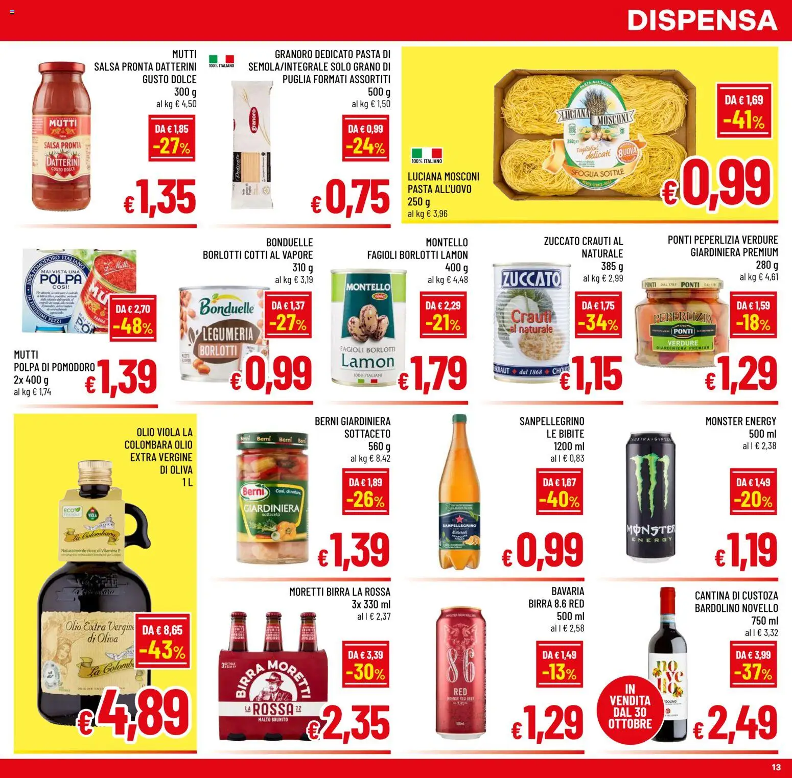 Volantino A&O del 29.10.2025 | Pagina: 13 | Prodotti: Salsa, Pomodoro, Pasta, Bibite