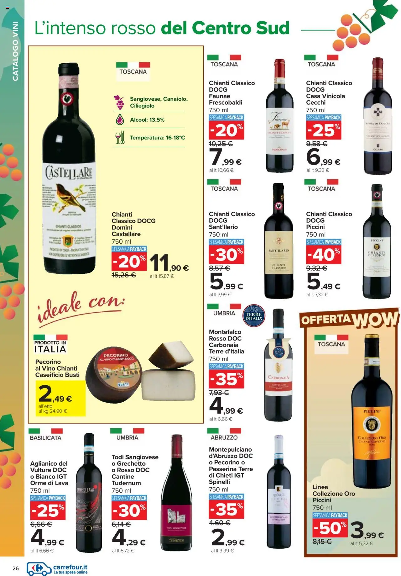 Volantino Carrefour del 06.10.2025 | Pagina: 26 | Prodotti: Vino, Pecorino
