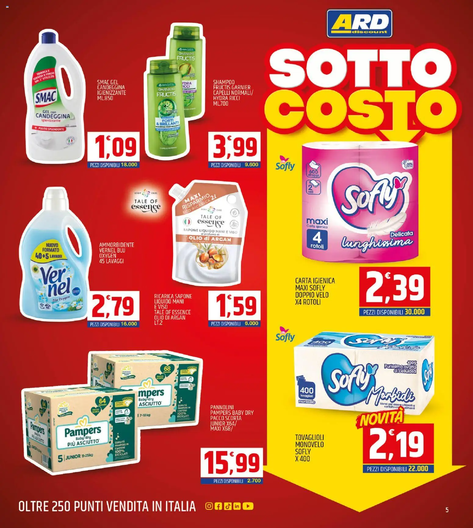 Volantino ARD Discount del 03.11.2025 | Pagina: 5 | Prodotti: Sapone, Candeggina, Olio, Profumo