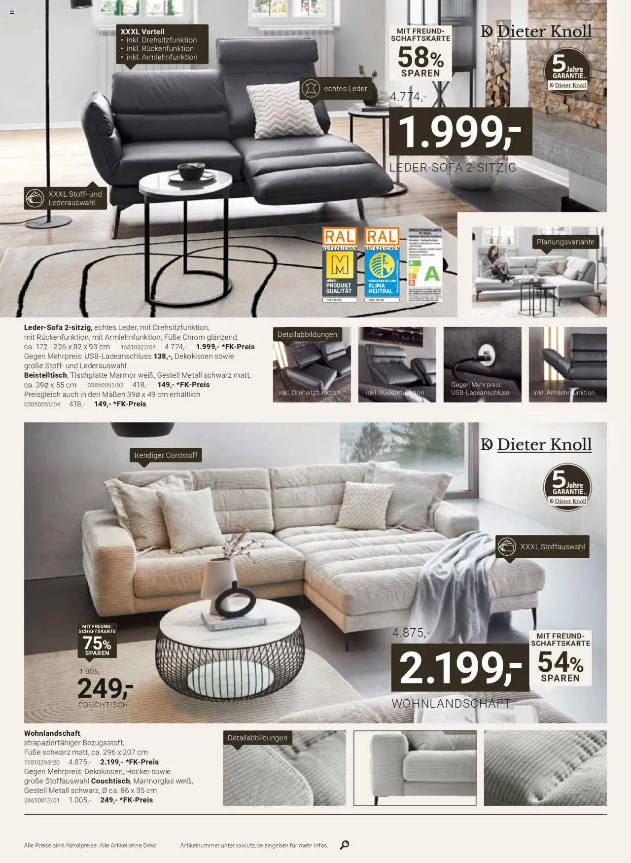 XXXL Lutz Dieter Knoll Spezial - gültig ab dem 04.08.2025 | Seite: 4 | Produkte: Wohnlandschaft, Hocker, Ledersofa, Couchtisch