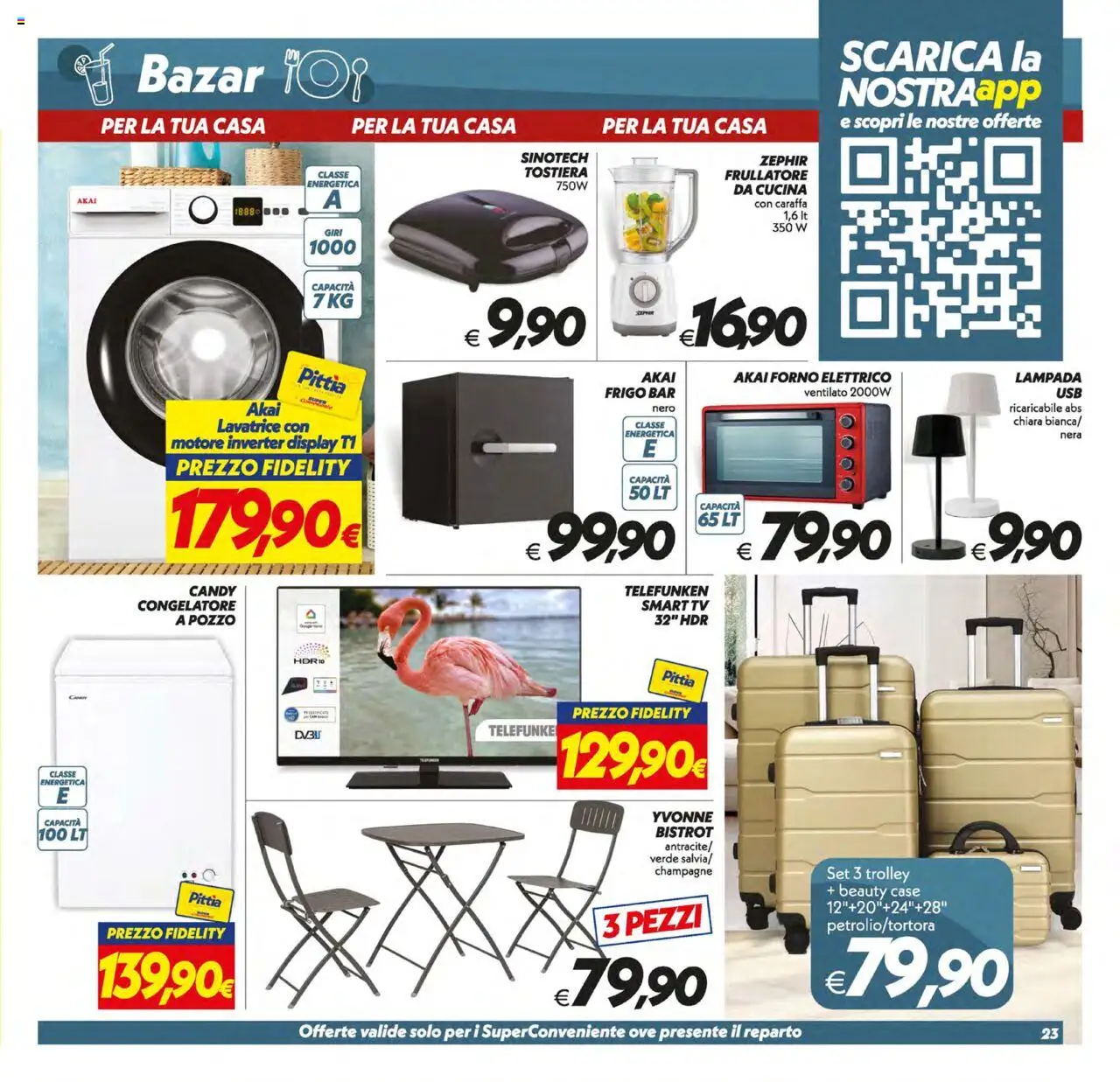 Volantino SuperConveniente del 12.08.2025 | Pagina: 23 | Prodotti: Frullatore, Lavatrice, Champagne, TV