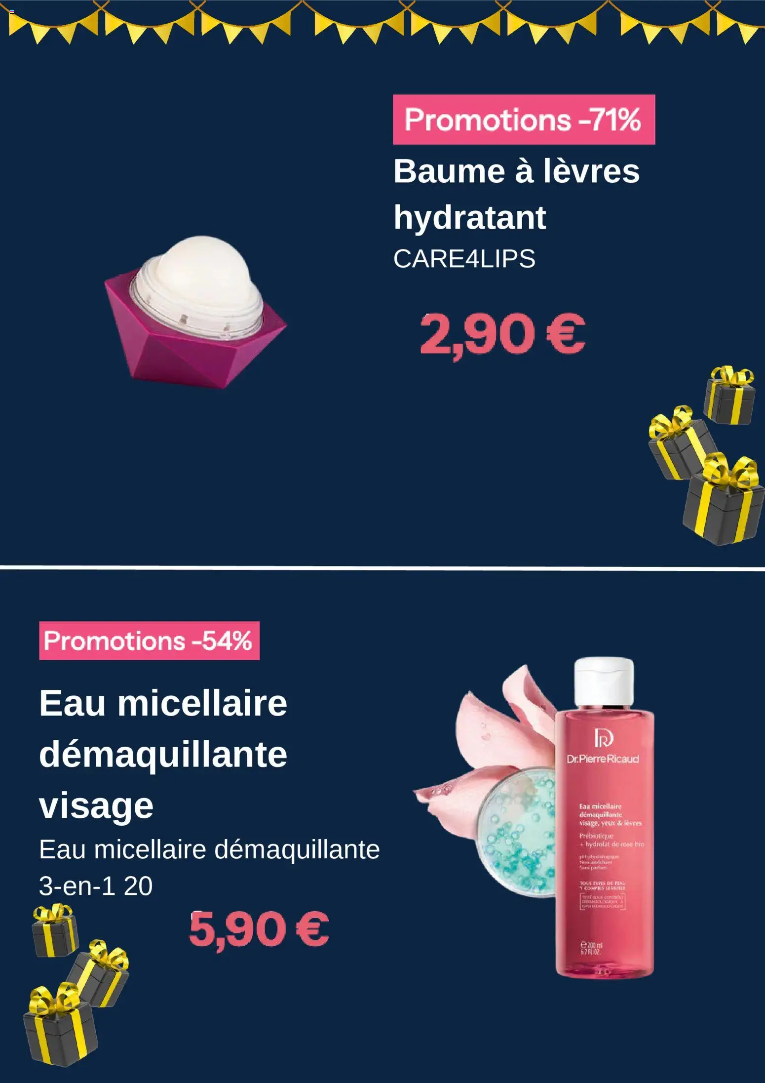 {H1} | Page: 4 | Produits: Baume à lèvres, Eau micellaire