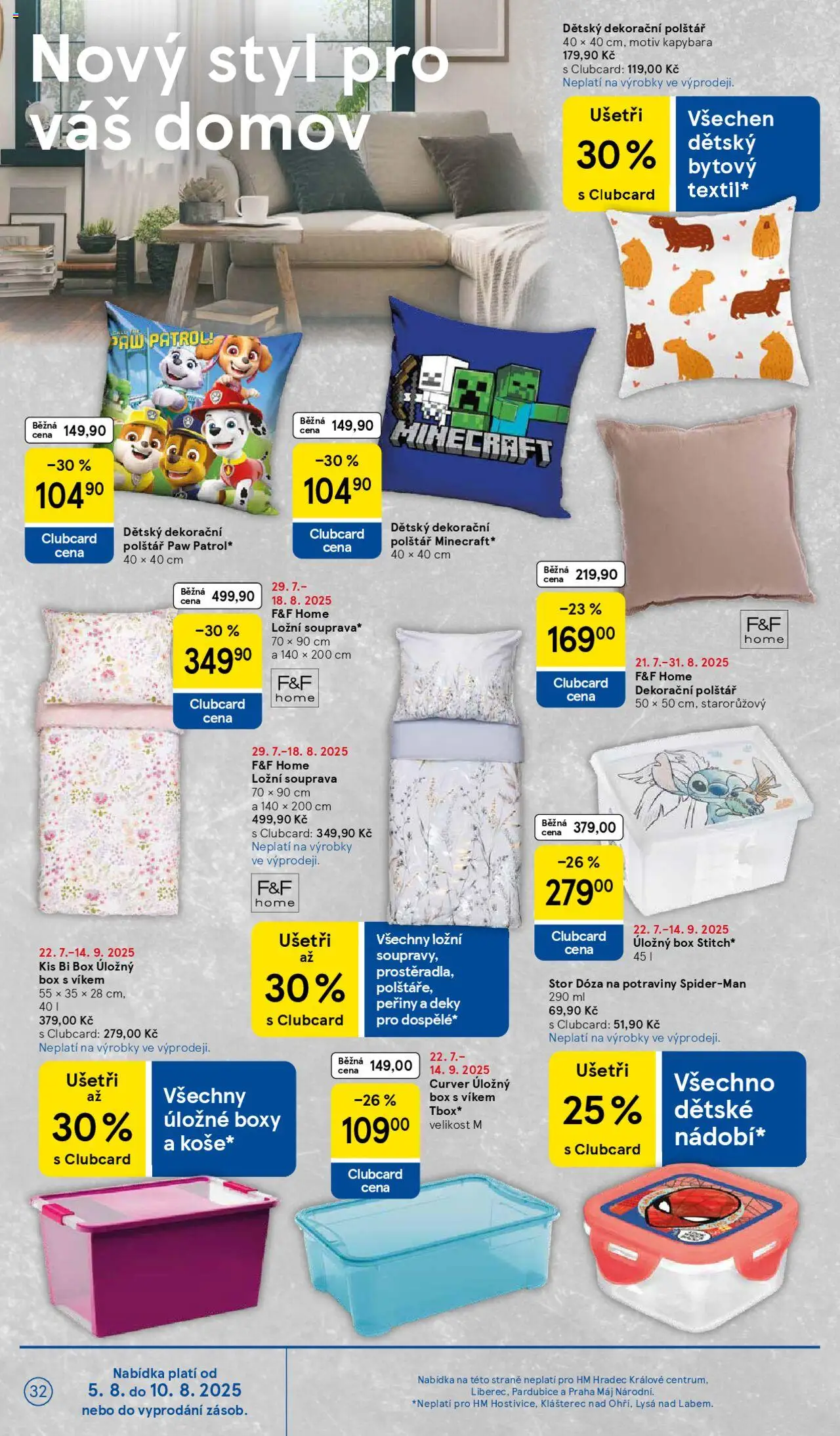 Tesco leták - Hypermarket od 06.08.2025 | Strana: 32 | Produkty: Box, Peřiny, Dóza na potraviny, Úložné boxy