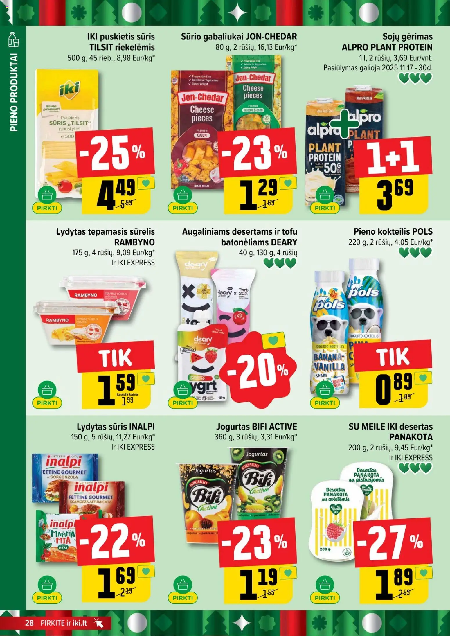 IKI akcijos nuo 17.11.2025 | Puslapis: 28 | Prekių: Sūrelis, Jogurtas, Sūris, Lydytas sūris