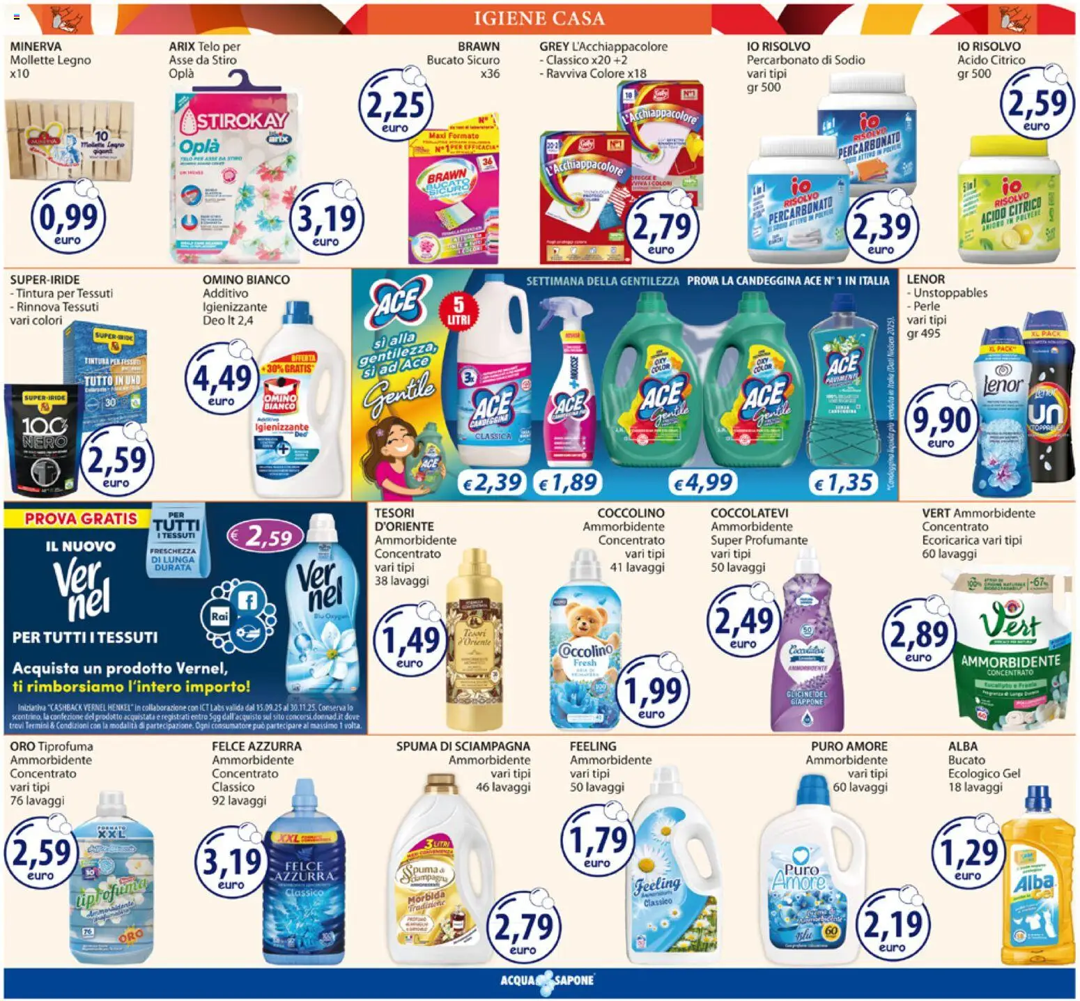 Volantino Acqua e Sapone del 03.11.2025 | Pagina: 19 | Prodotti: Sapone, Ammorbidente, Candeggina