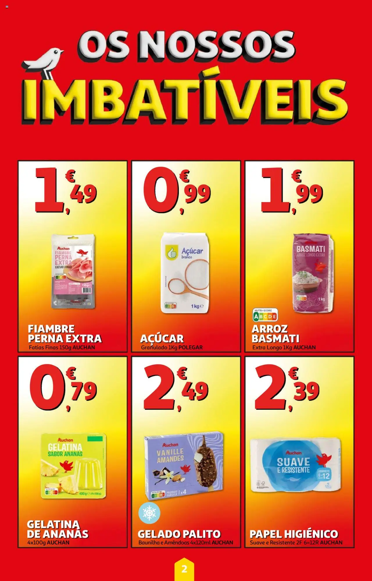 Auchan folheto │ válido de 14.08.2025 | Página: 2 | Produtos: Amêndoas, Papel higiénico, Arroz, Açúcar