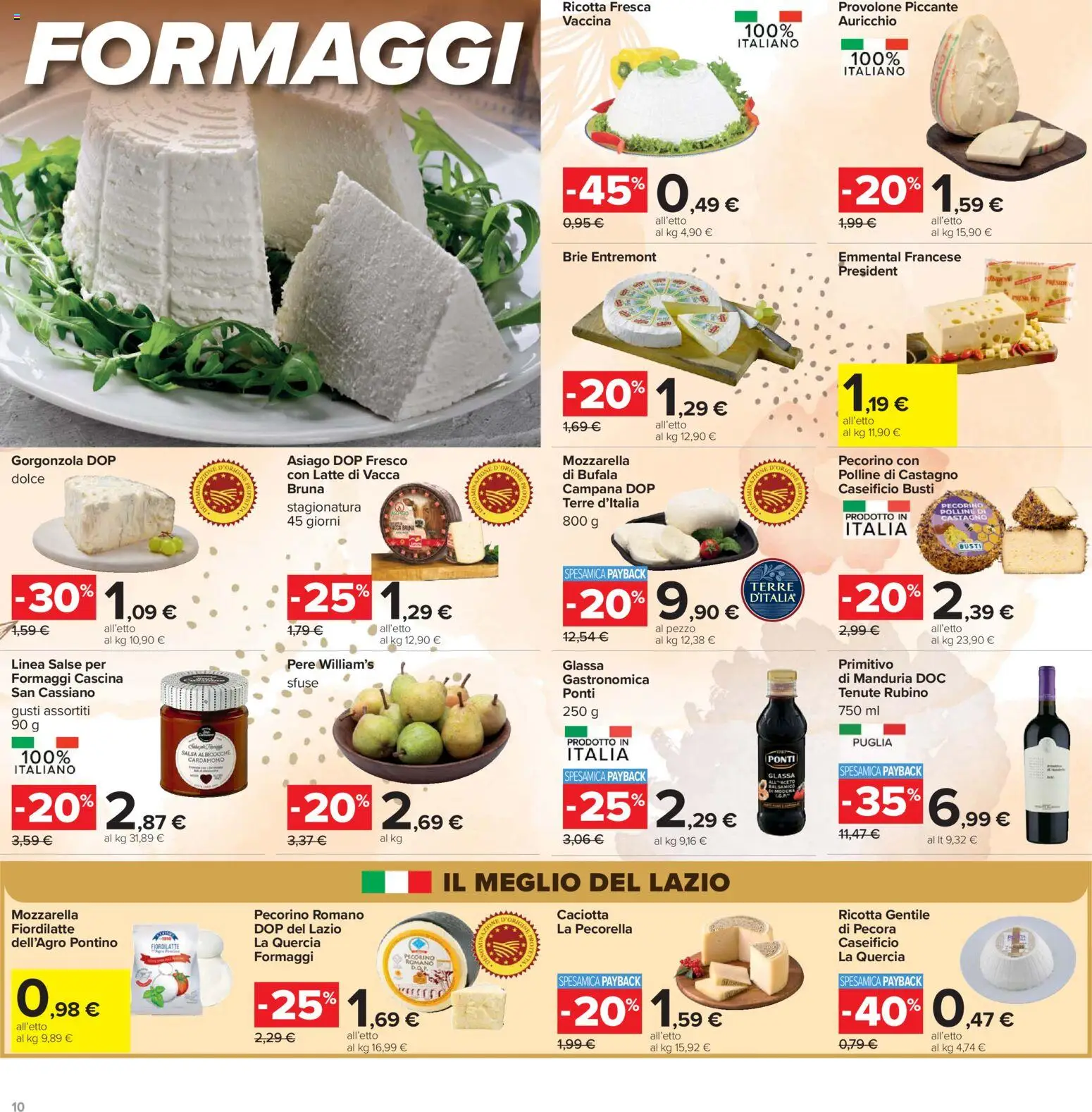 Volantino Carrefour del 26.03.2026 | Pagina: 10 | Prodotti: Provolone, Albicocche, Pecorino Romano, Gorgonzola