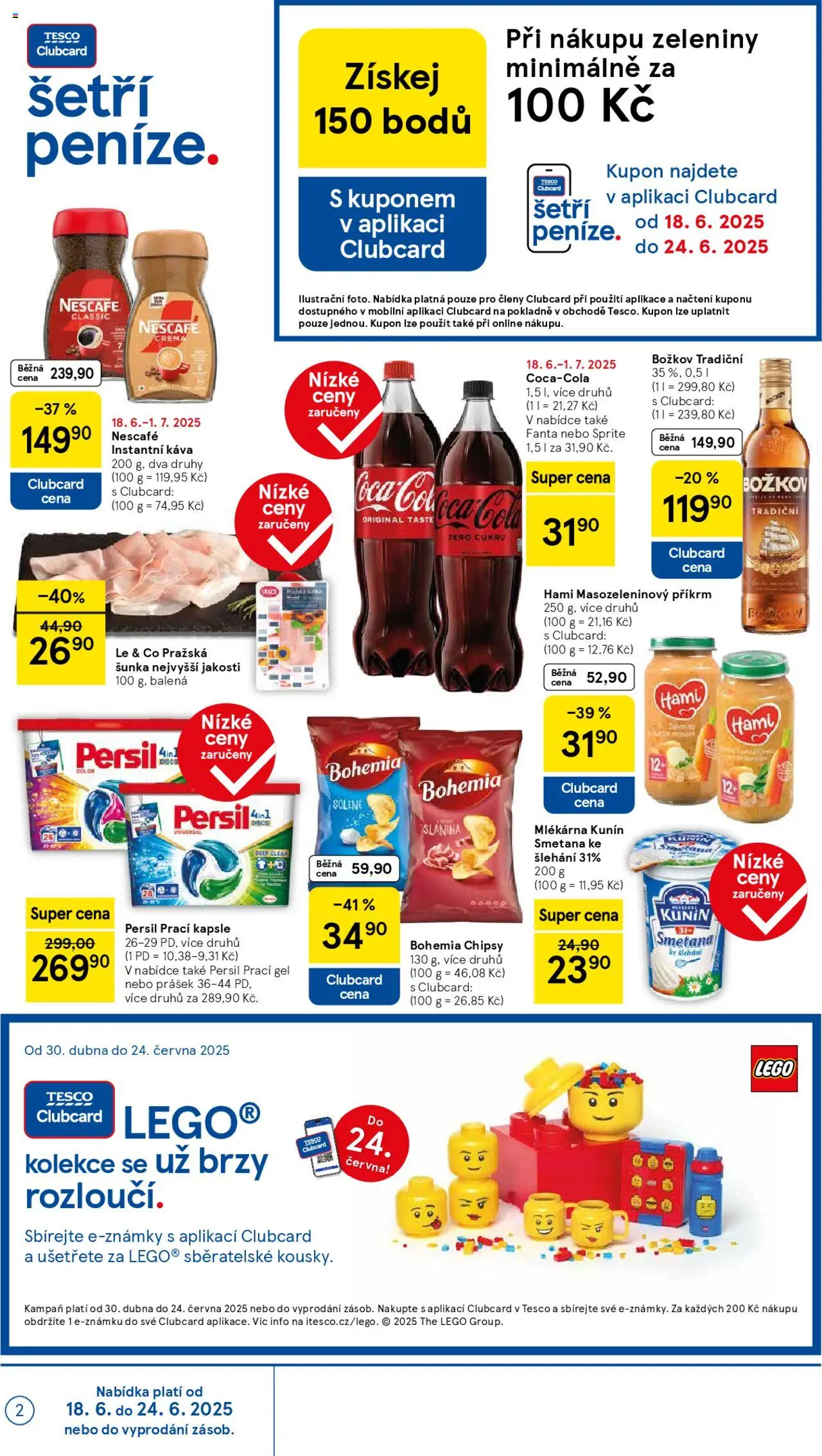 Tesco leták - Supermarket od 18.06.2025 | Strana: 2 | Produkty: LEGO, Šunka, Kapsle, Příkrm