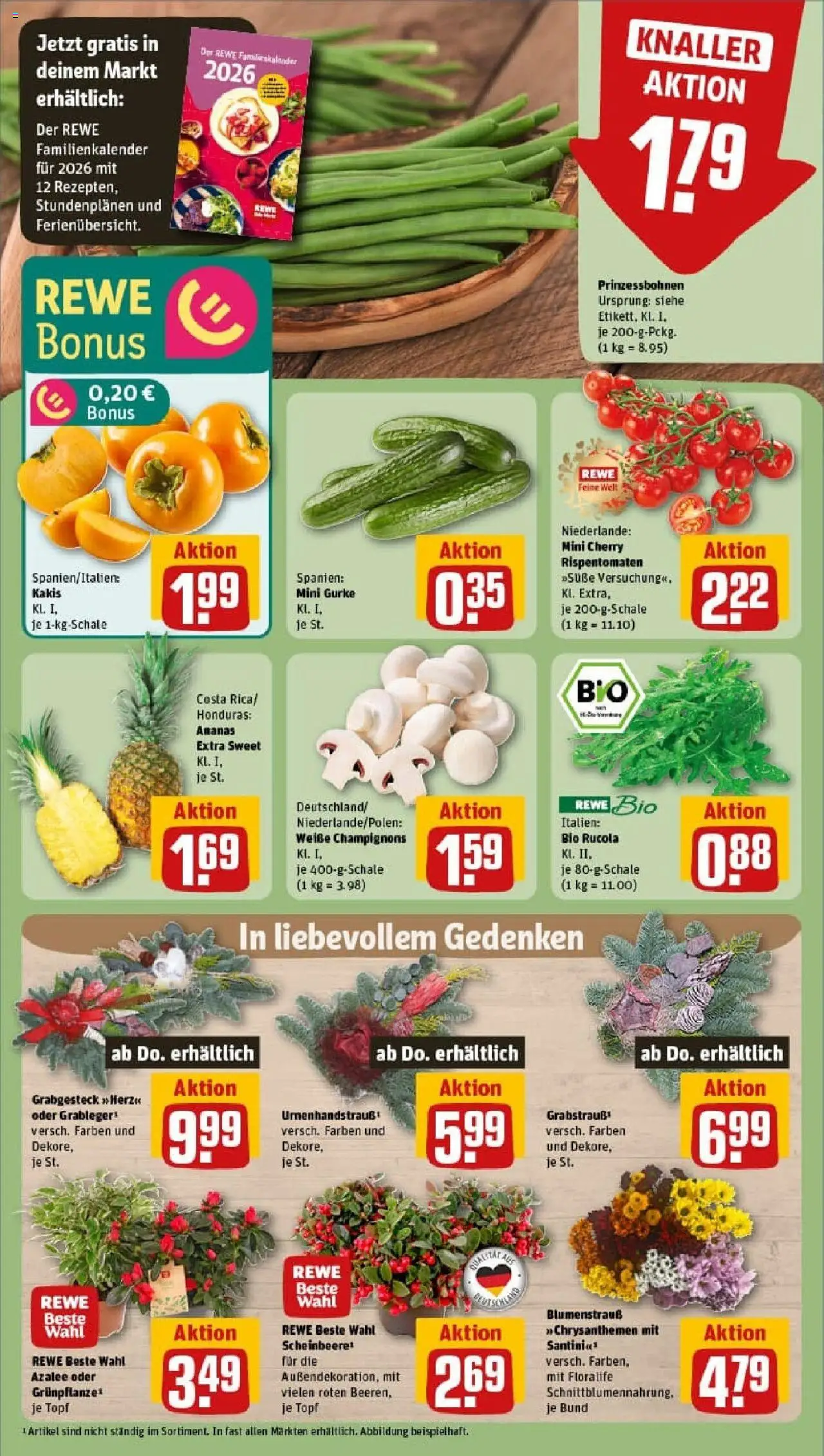 Rewe prospekt Ulm	 – gültig ab 19.10.2025 | Seite: 9 | Produkte: Rucola, Ananas, Champignons, Kaki