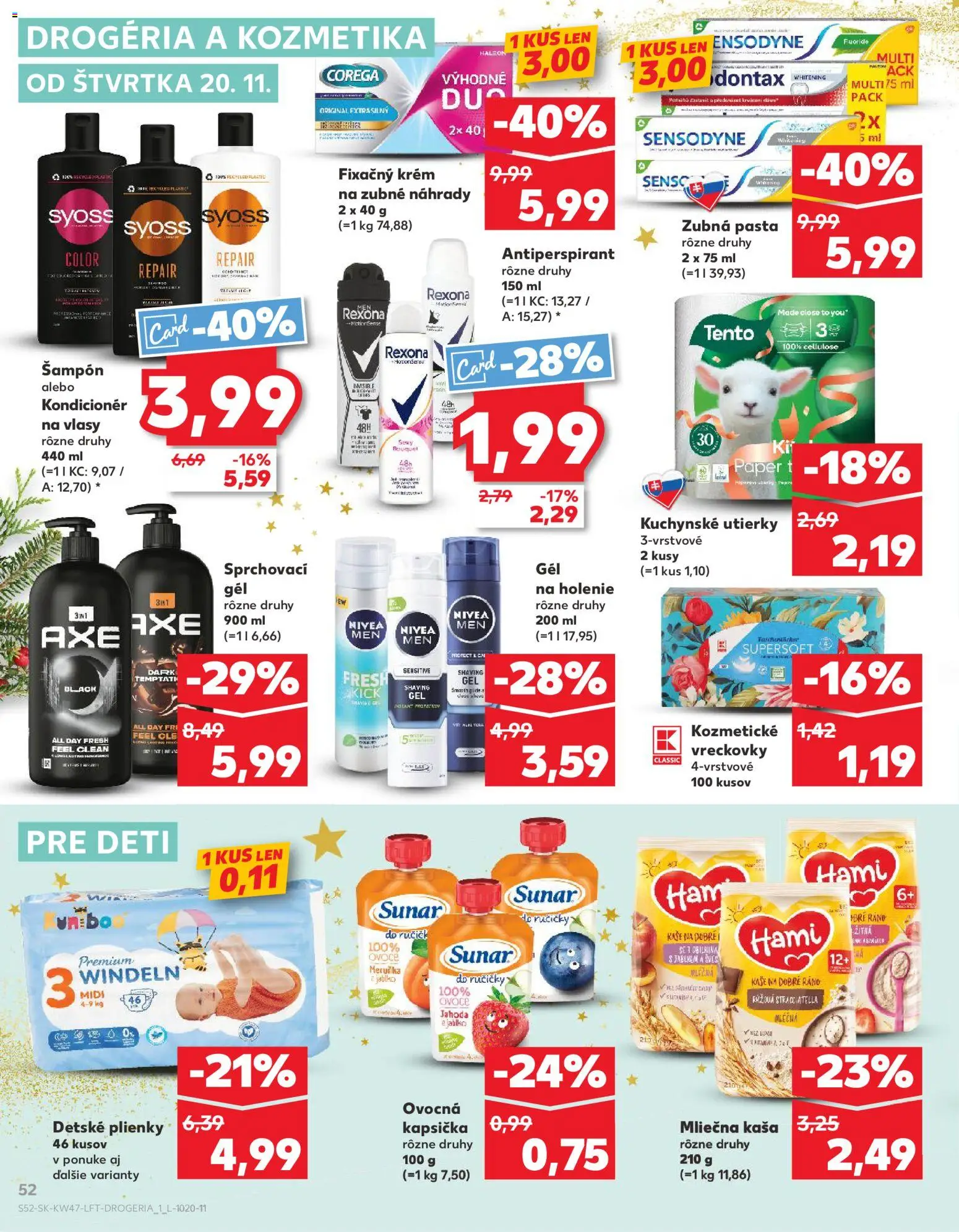 Nové Kaufland akcie – leták je platný od 20.11.2025 | Strana: 52 | Produkty: Nivea, Šampón, Krém, Plienky