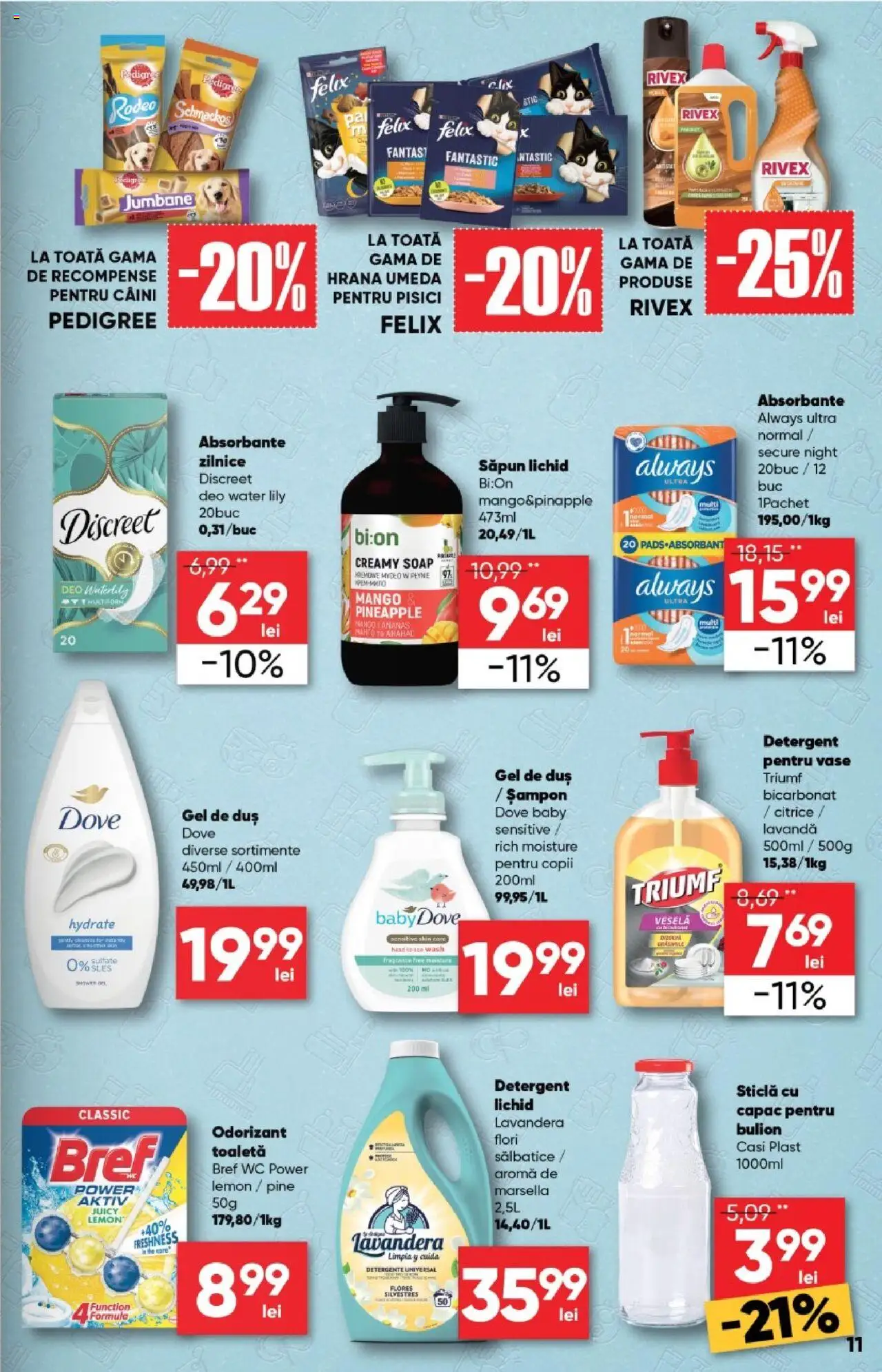 Noul catalog Profi – valabil de la 01.10.2025 | Pagină: 11 | Produse: Toaletă, Șampon, Gel de duș, Detergent