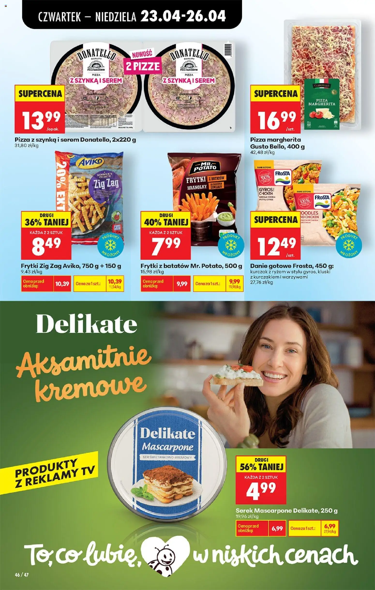 Biedronka gazetka od czwartku od 23.04.2026 | Strona: 64 | Produkty: Serek, Szynka, Mascarpone, Frytki