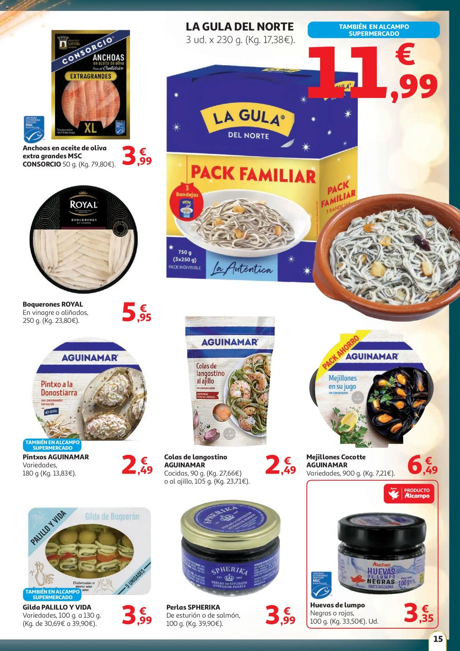 Alcampo - Hg Madrid │ válido desde el 11.12.2025 | Página: 15 | Productos: Aceite, Aceite de oliva, Δεξαμενή, Langostino