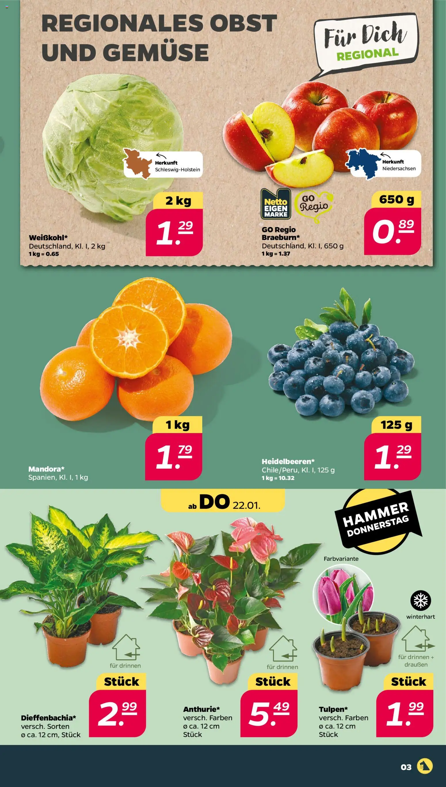 Netto Prospekt 	 – gültig ab 19.01.2026 | Seite: 3 | Produkte: Gemüse, Obst