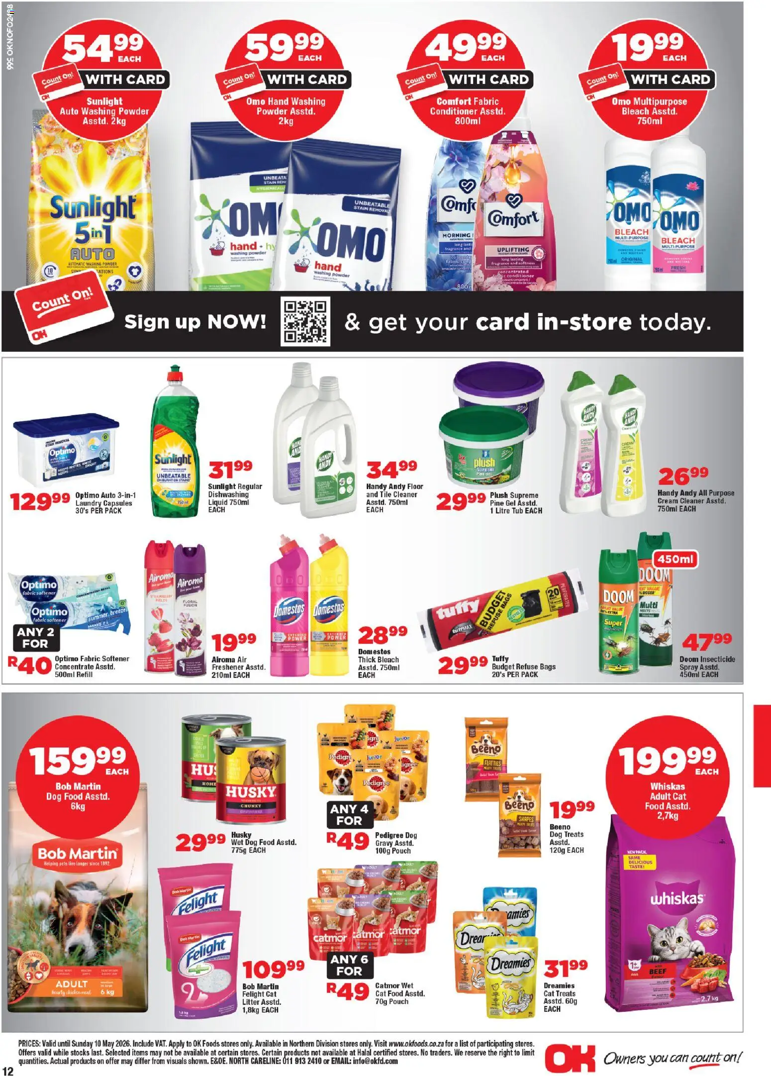 New OK Foods catalogue – valid from 24.04.2026 | Page: 12 | Products: Gravy, Washing powder, Fabric softener, Dog food