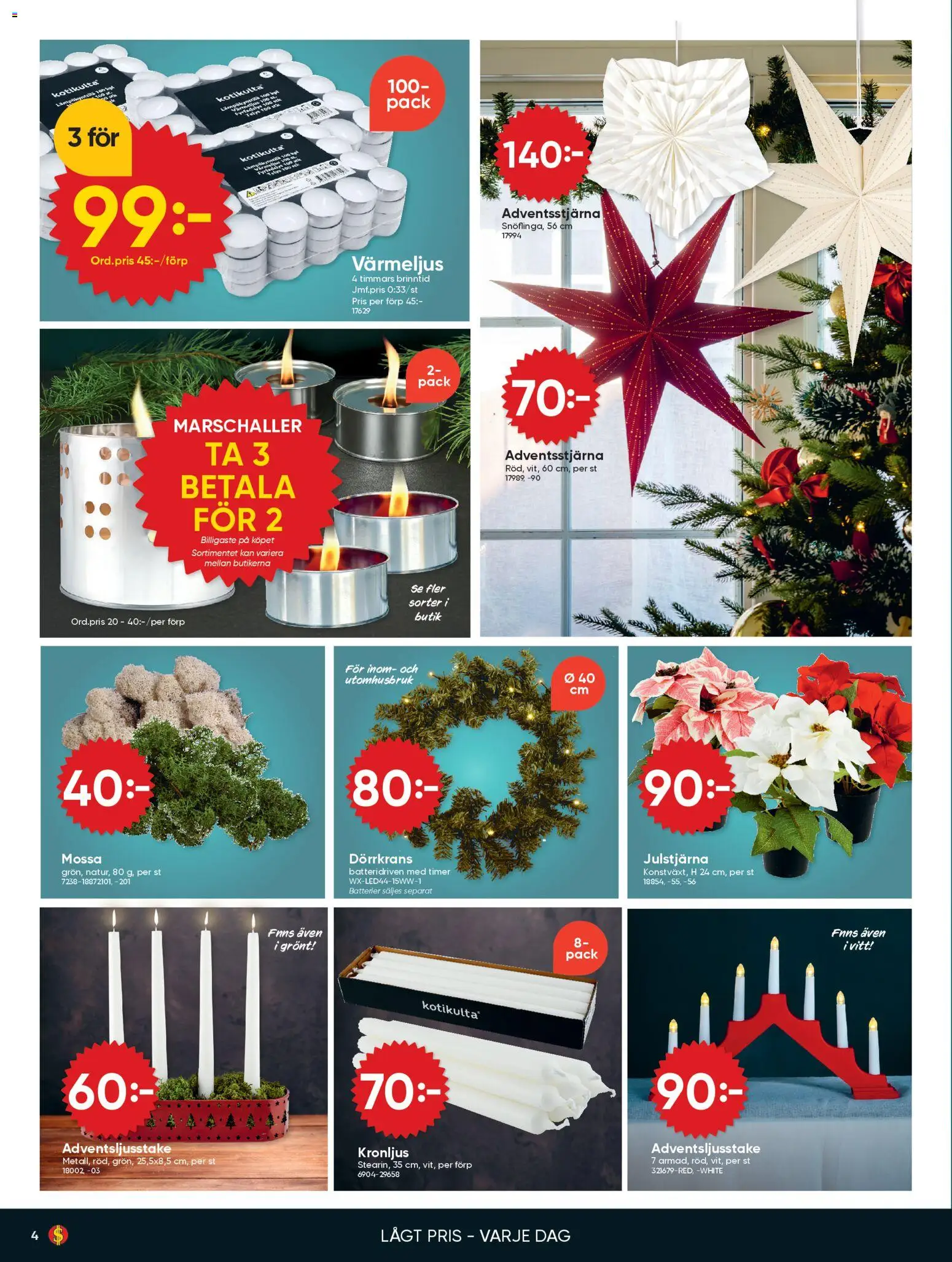 Dollar Store reklamblad aktuell från 03.11.2025 | Sida: 4 | Produkter: Värmeljus, Mössa