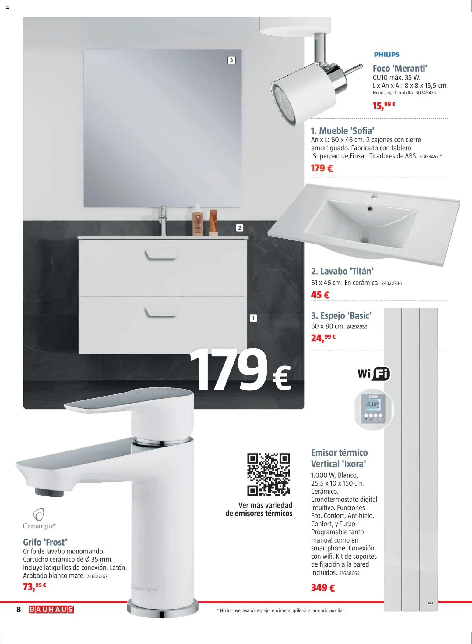 Bauhaus folleto Renueva │ válido desde el 02.03.2026 | Página: 8 | Productos: Armario, Lavabo, Espejo