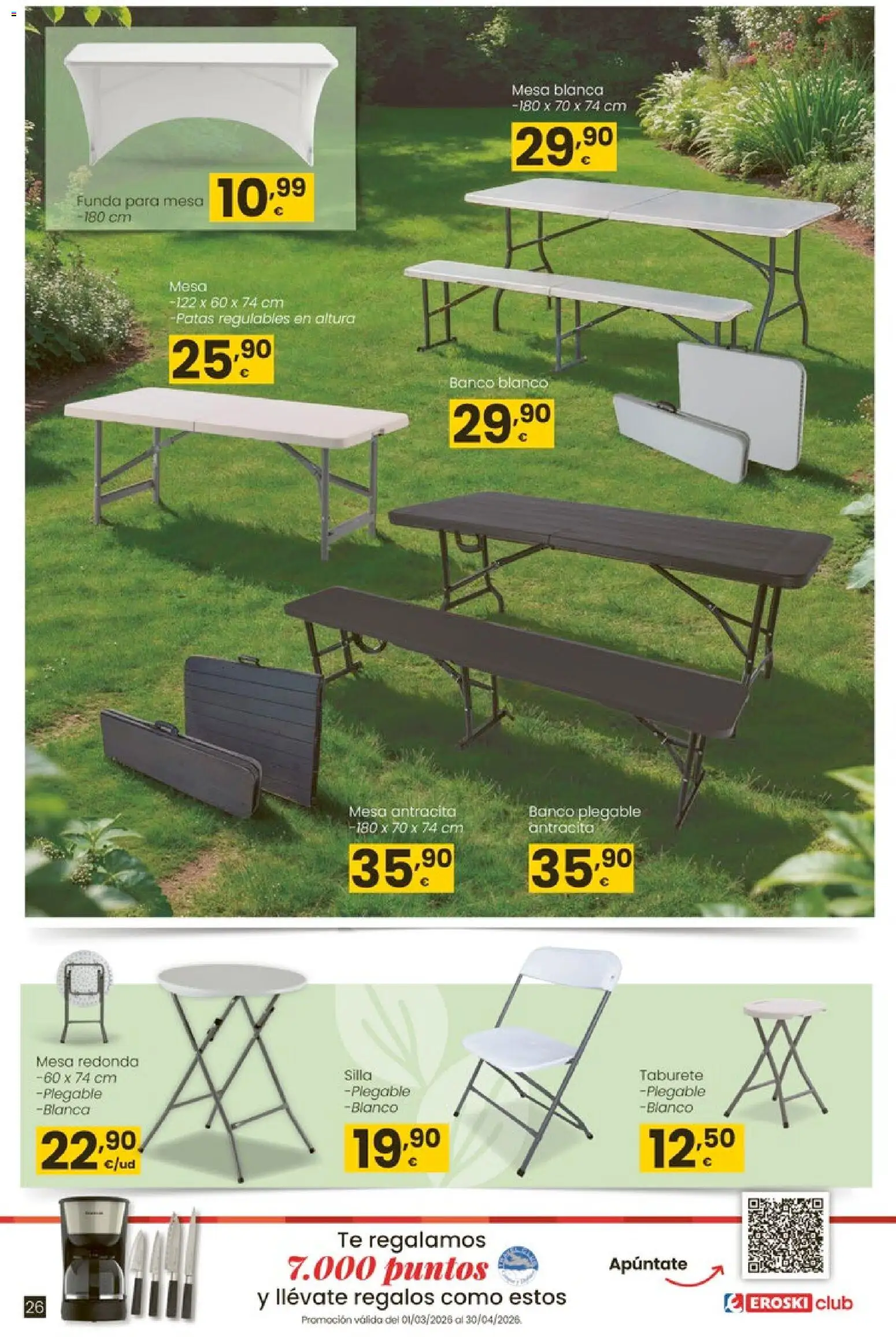 Eroski - Qué oasis │ válido desde el 26.03.2026 | Página: 26 | Productos: Taburete, Funda, Mesa, Silla