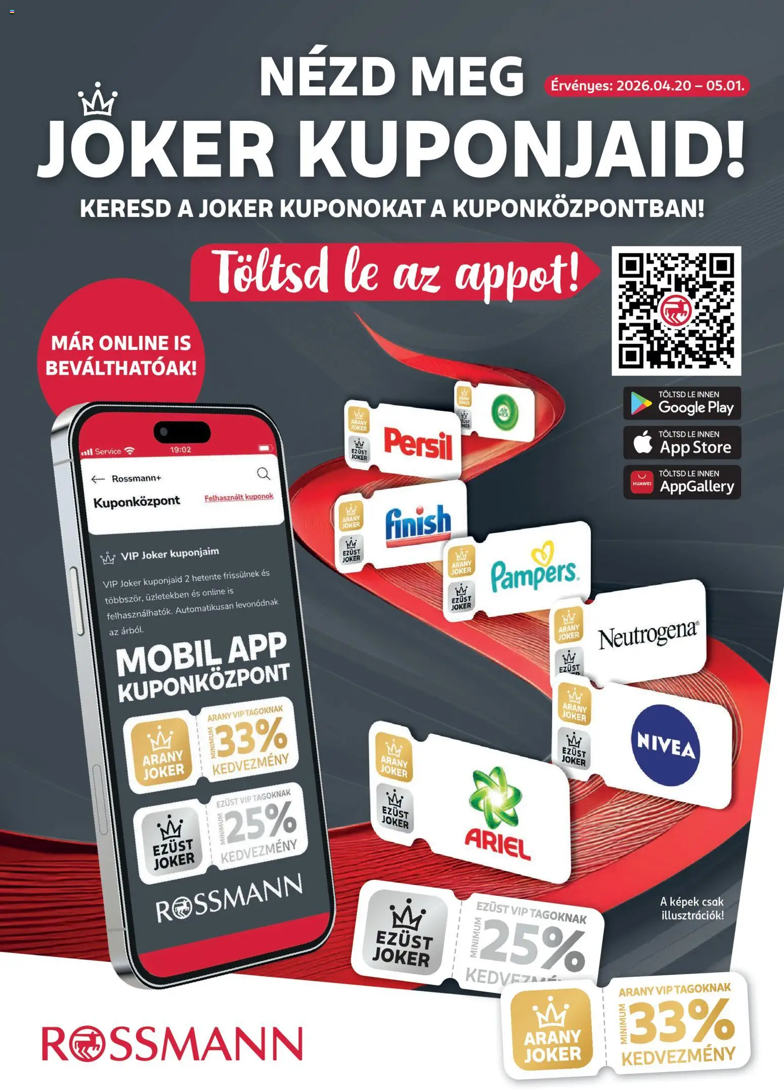 Rossmann akciós ujság - amely érvényes a következő dátumtól: 20.04.2026 | Oldal: 1 | Termékek: Ariel, Pampers, Persil