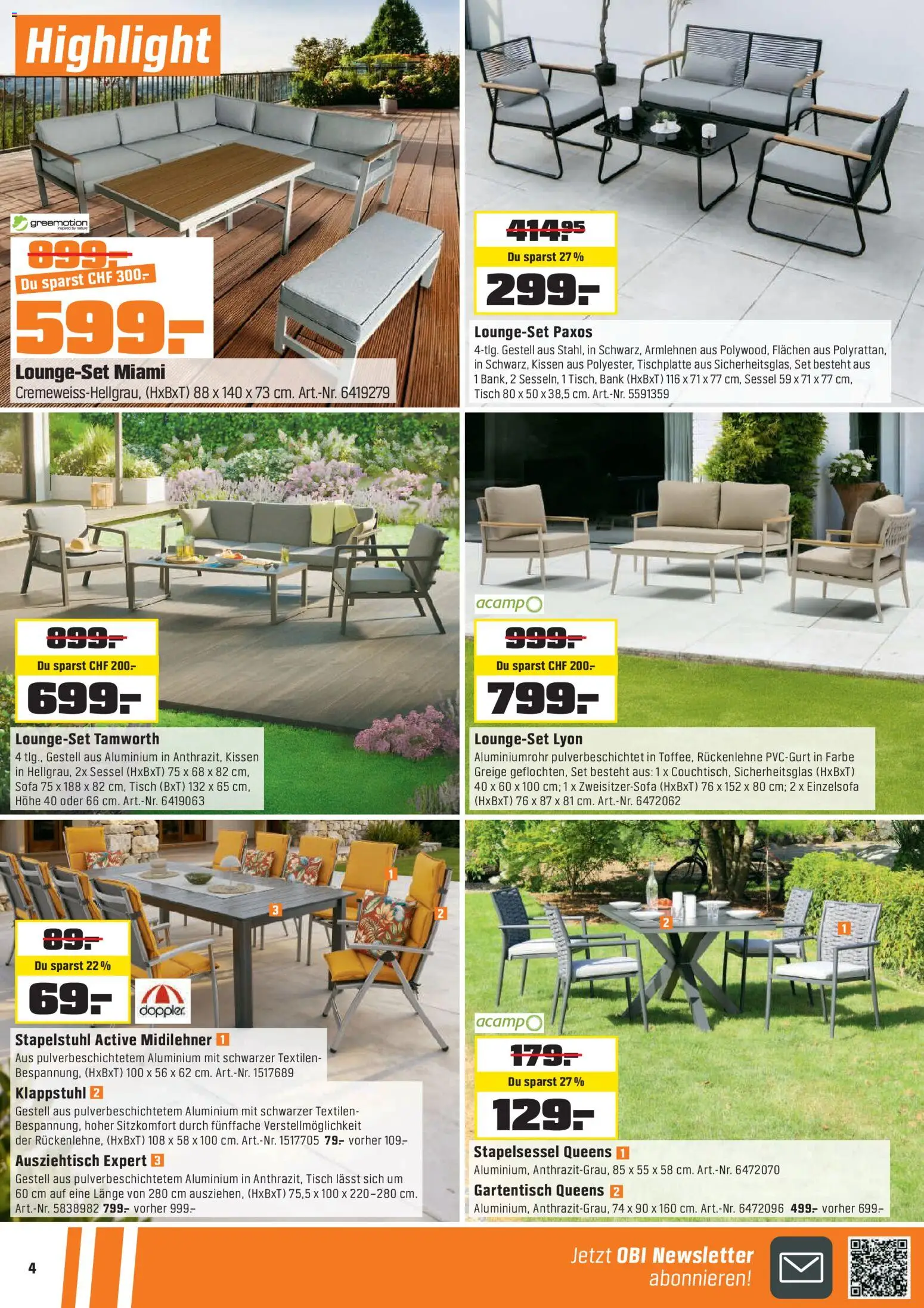 OBI - ALLES MACHBAR MIT OBI – gültig ab 31.03.2026 | Seite: 4 | Produkte: Tisch, Kissen, Sofa, Sessel